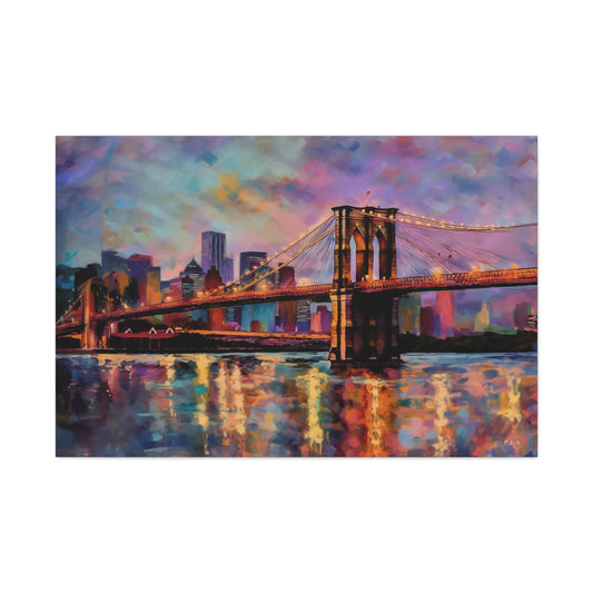 Brooklyn Bridge Water Colors (Landscape, Stretched)