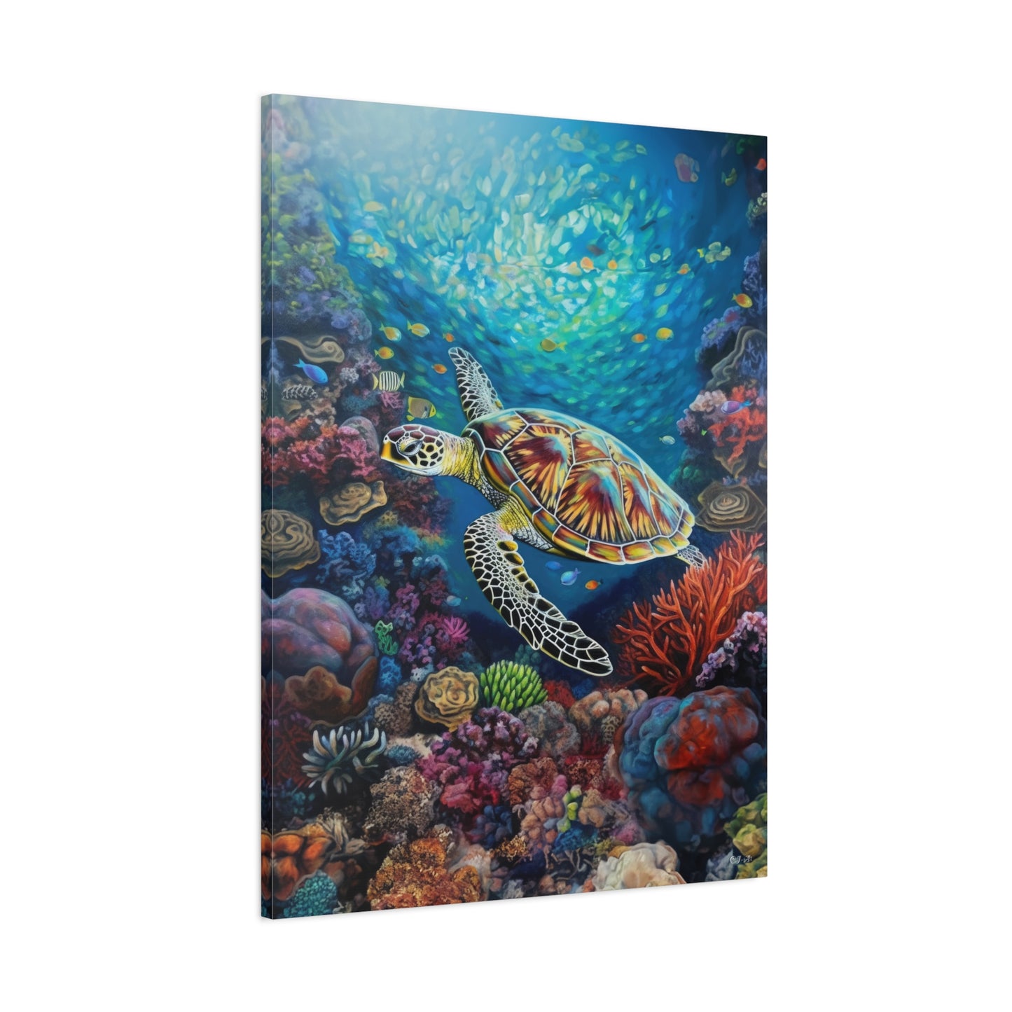 Turtle on Reef (Portrait, Stretched)