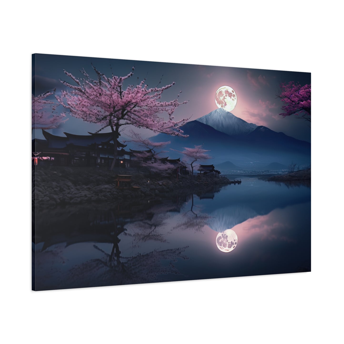 Japanese Full Moon Cherry Blossoms (Landscape, Stretched)