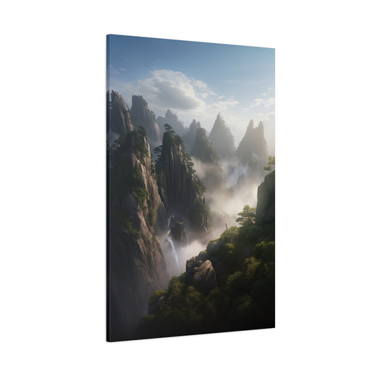 Chinese Huangshan Mountains (Portrait View, Stretched)