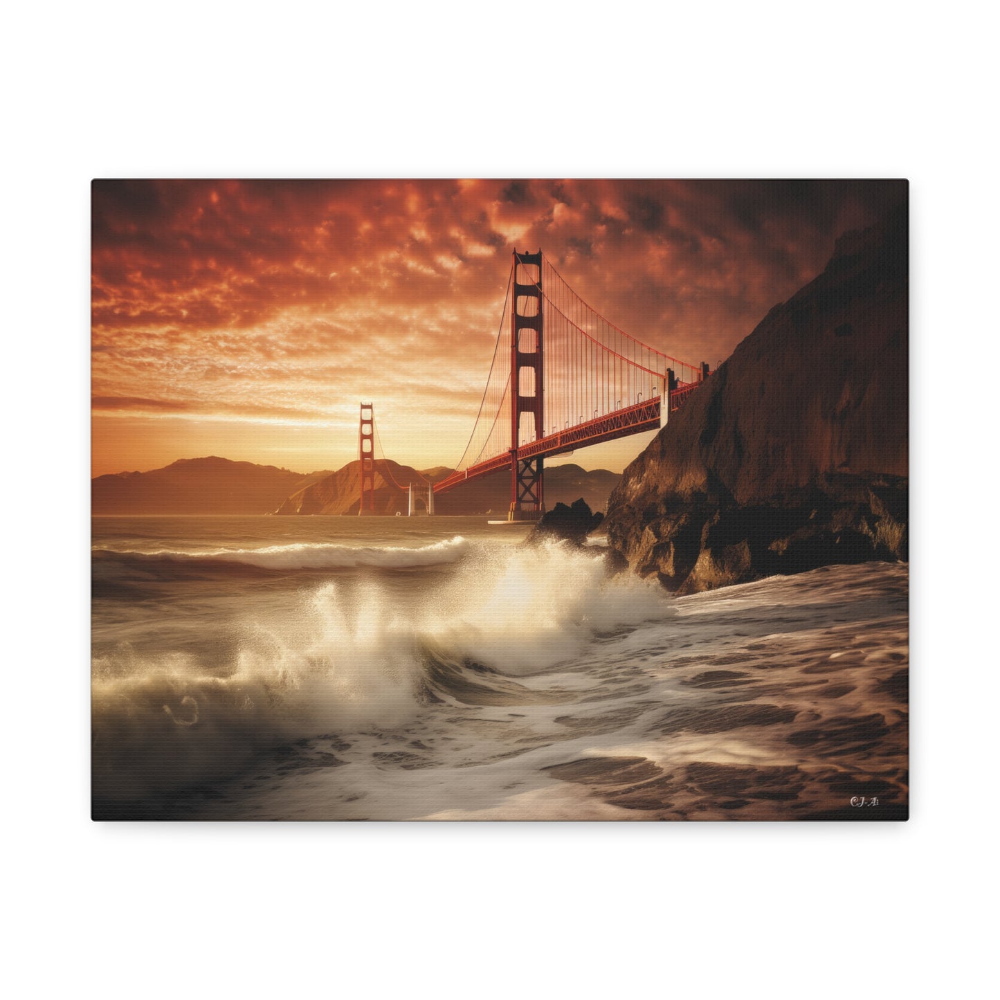 Golden Gate Bridge Twilight Hour (Landscape view 1, Stretched)