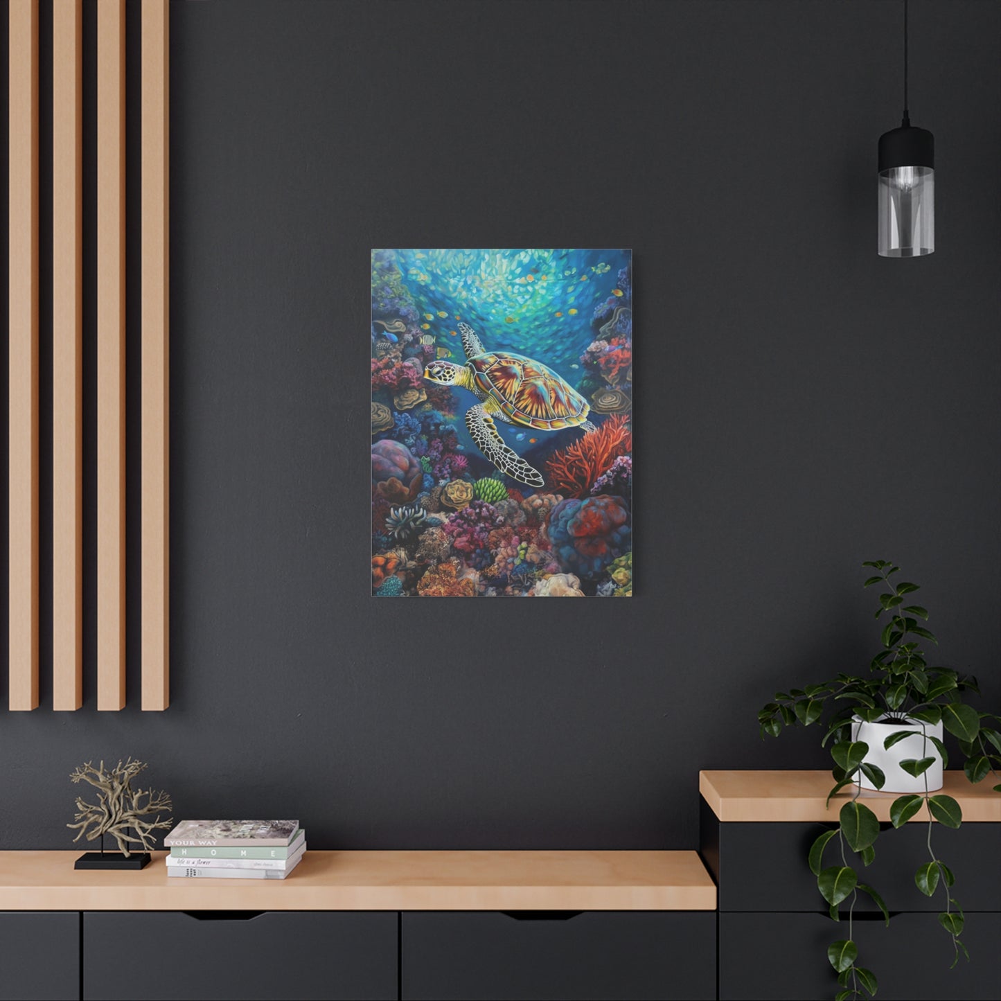 Turtle on Reef (Portrait, Stretched)