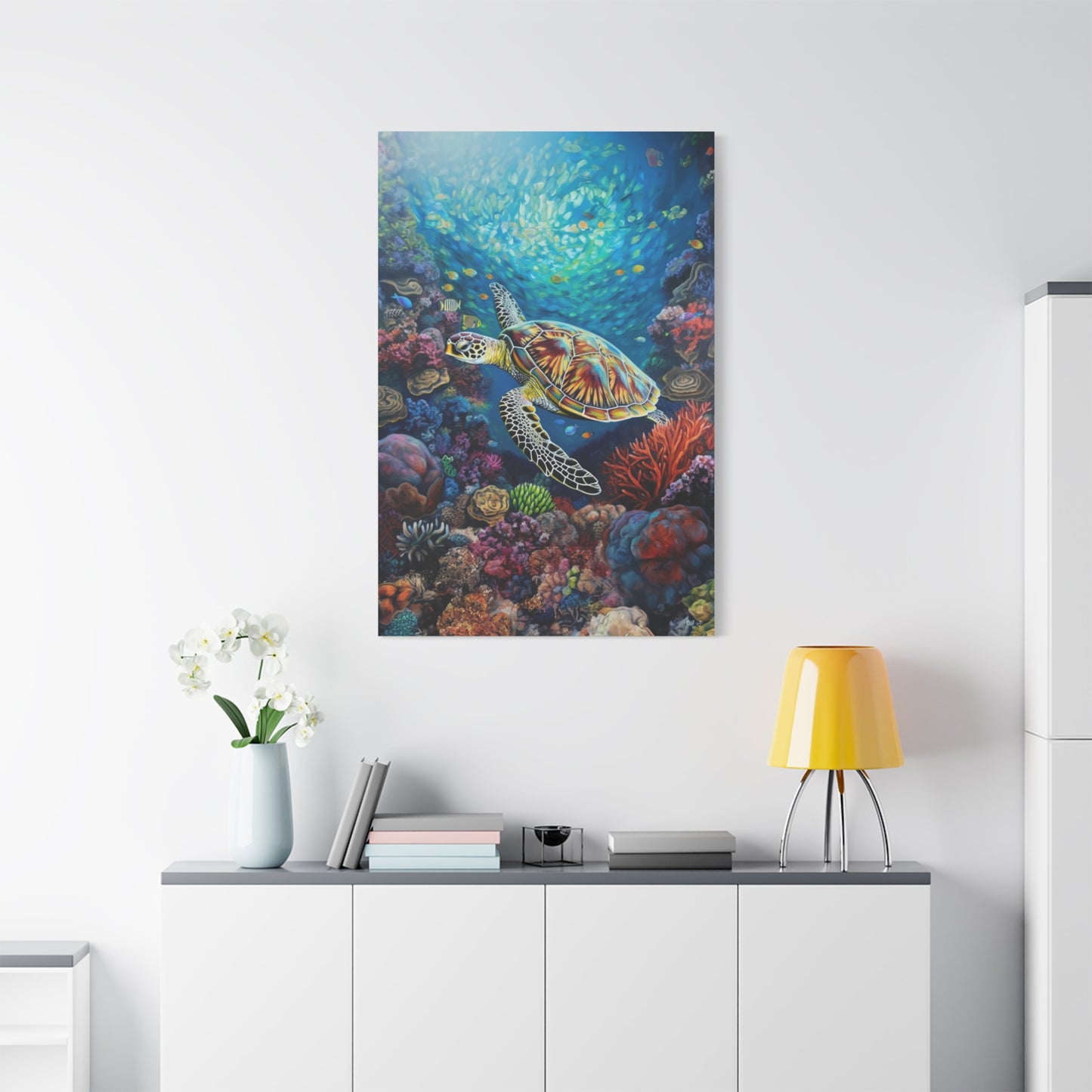 Turtle on Reef (Portrait, Stretched)