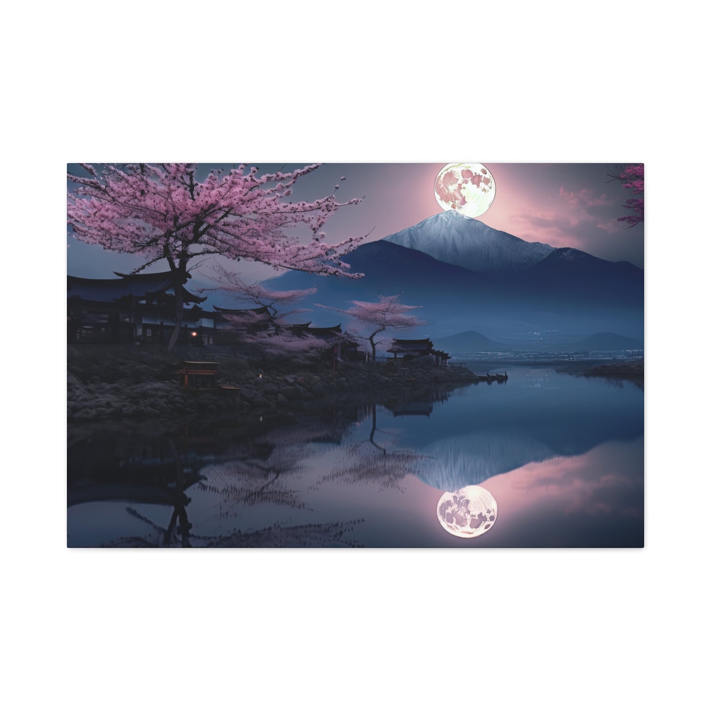 Japanese Full Moon Cherry Blossoms (Landscape, Stretched)