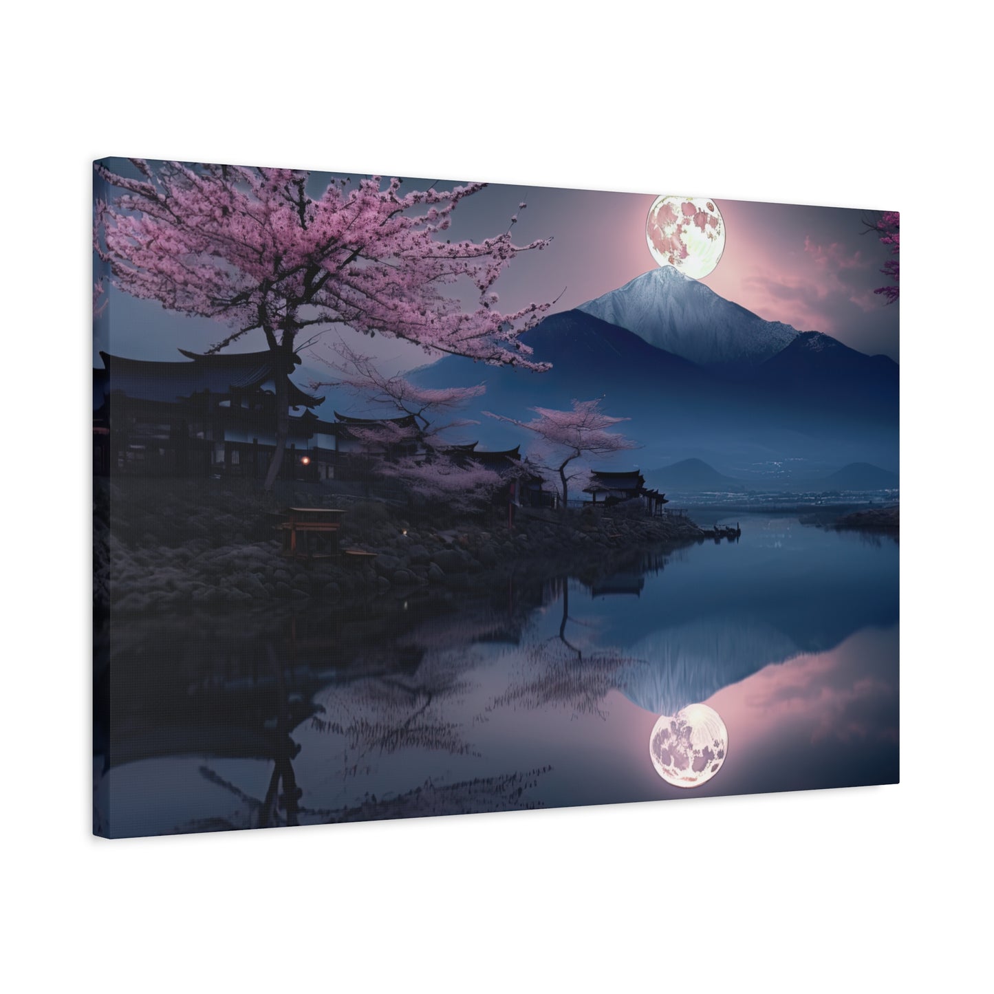 Japanese Full Moon Cherry Blossoms (Landscape, Stretched)