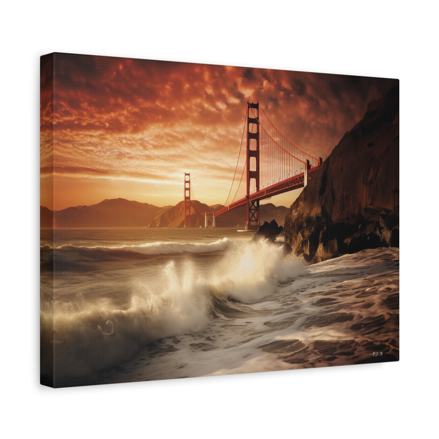 Golden Gate Bridge Twilight Hour (Landscape view 1, Stretched)