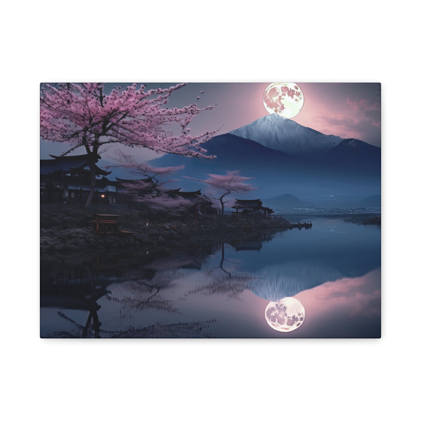 Japanese Full Moon Cherry Blossoms (Landscape, Stretched)