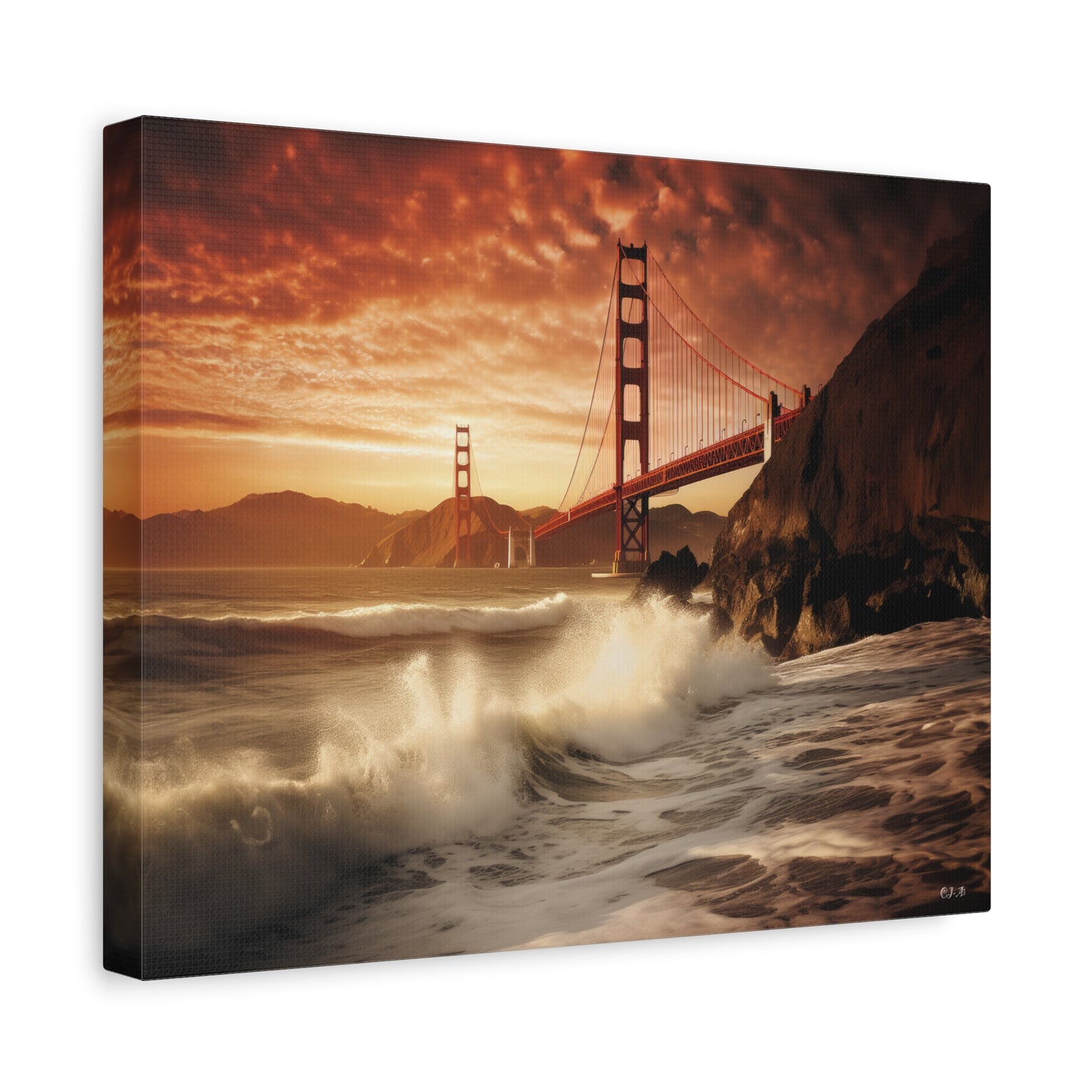 Golden Gate Bridge Twilight Hour (Landscape view 1, Stretched)