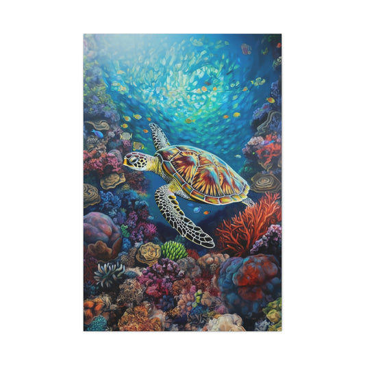 Turtle on Reef (Portrait, Stretched)