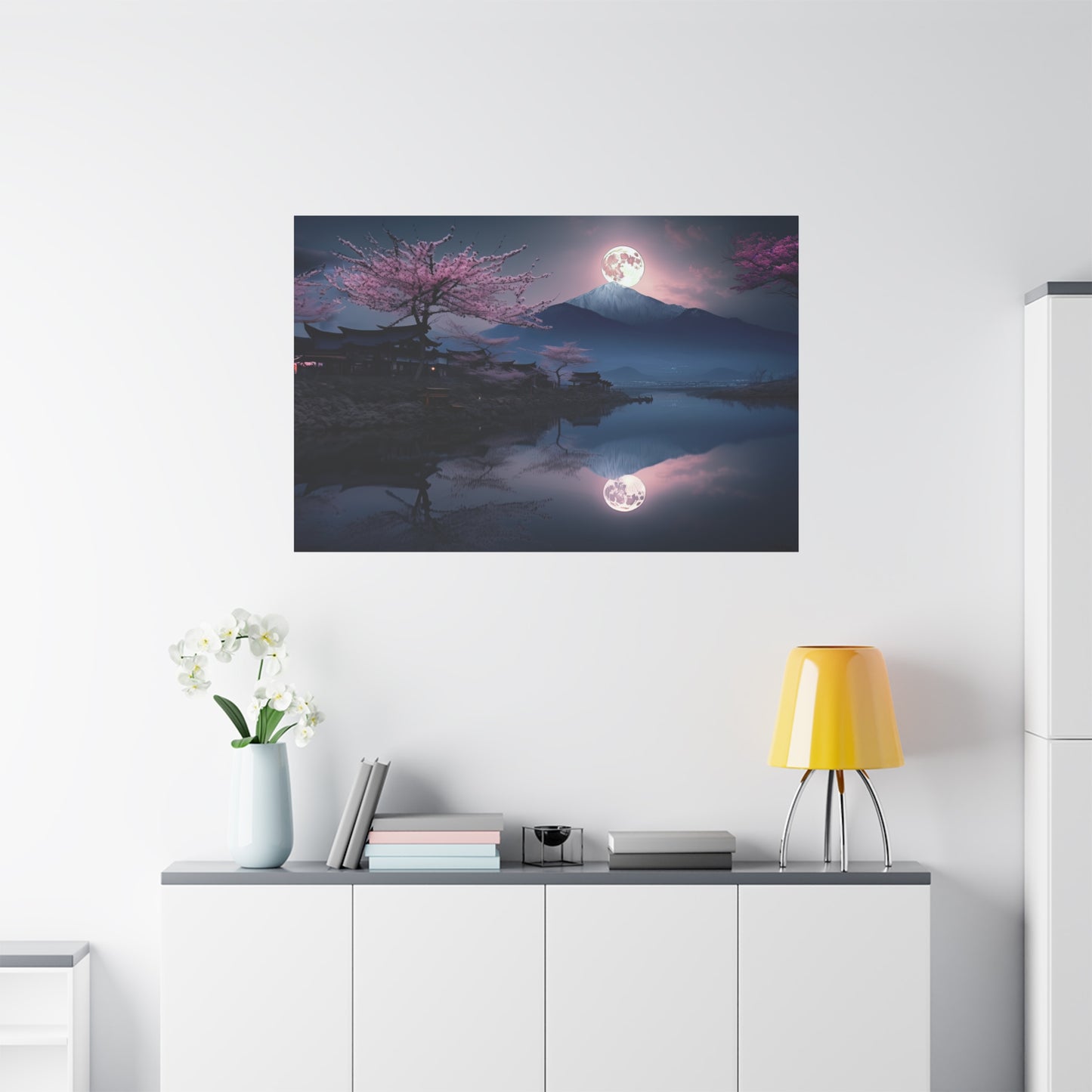 Japanese Full Moon Cherry Blossoms (Landscape, Stretched)