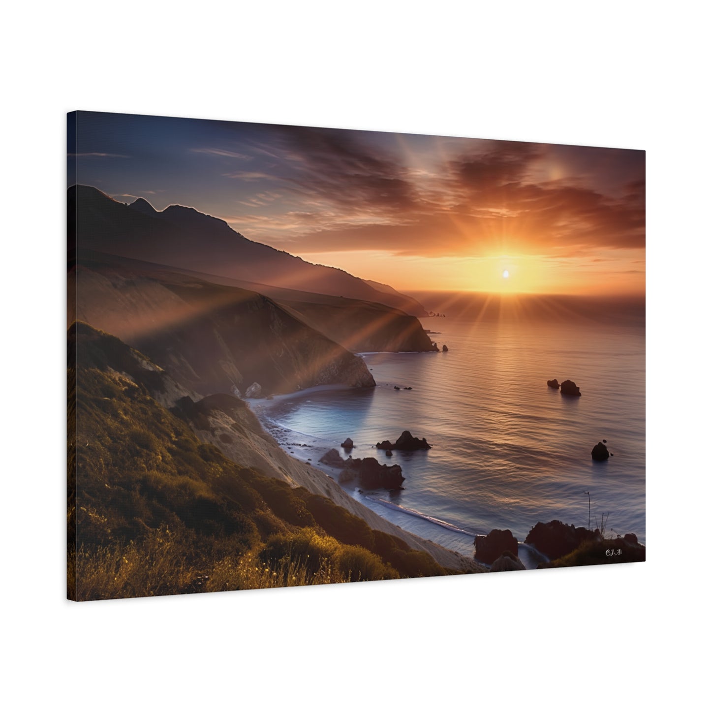 Big Sur California coastline at sunset (Landscape, Stretched, 1.25")