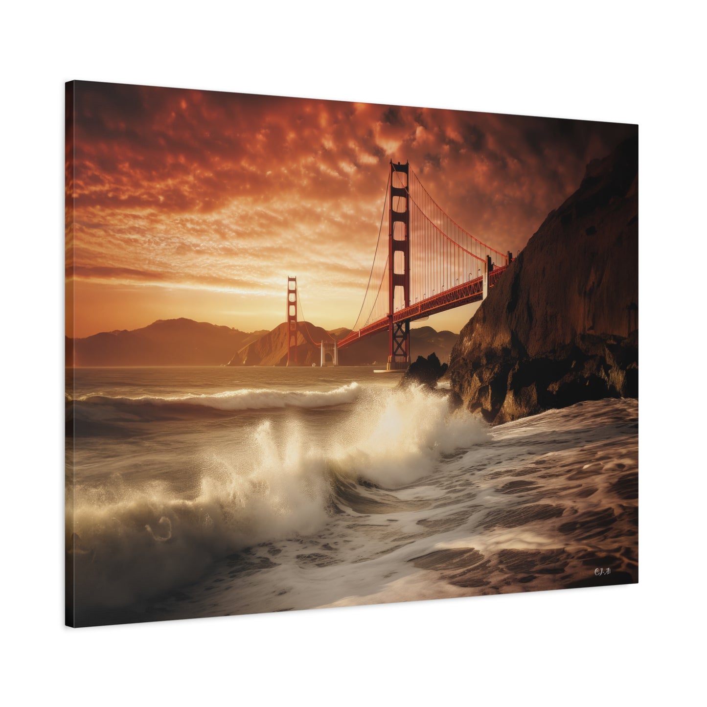 Golden Gate Bridge Twilight Hour (Landscape view 1, Stretched)