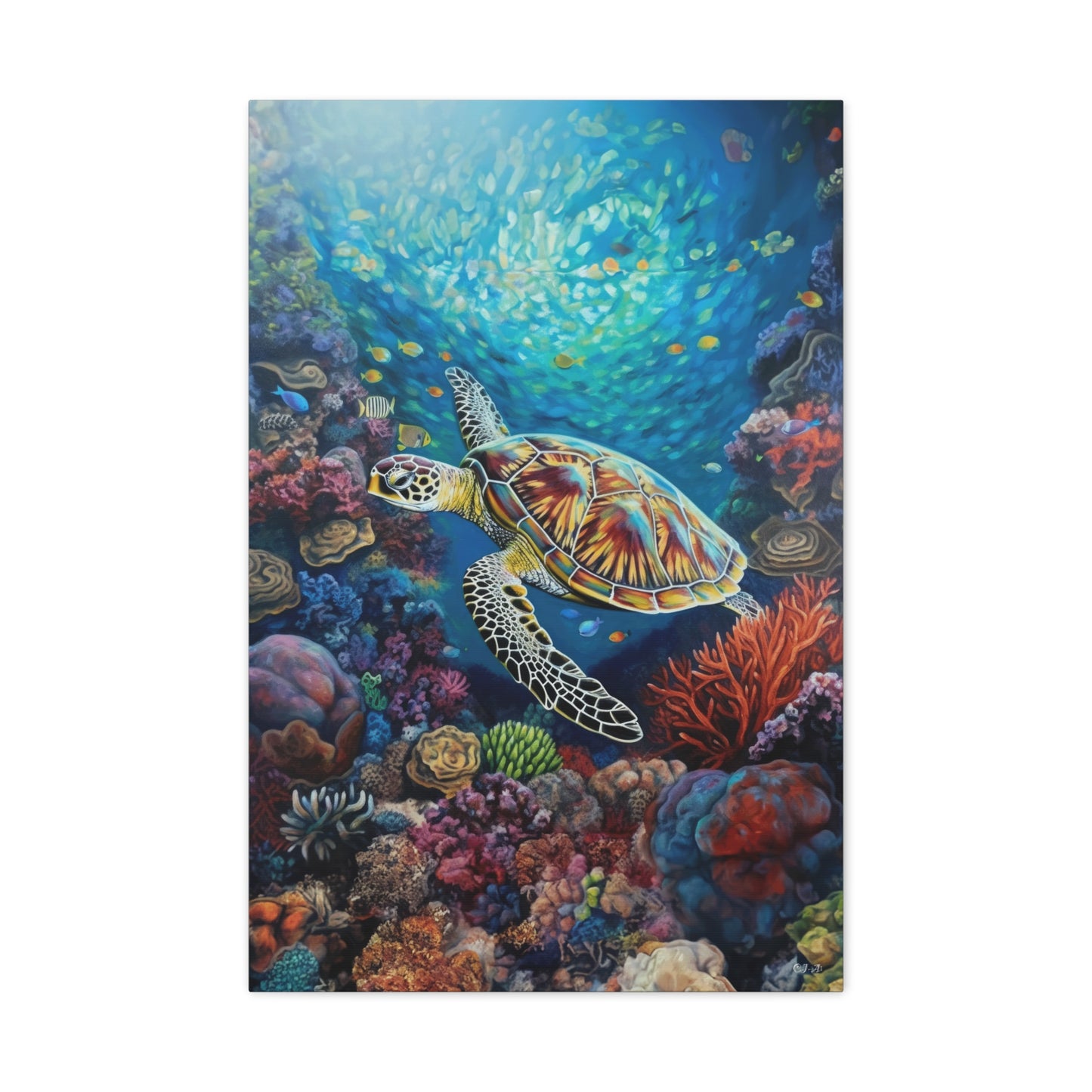 Turtle on Reef (Portrait, Stretched)