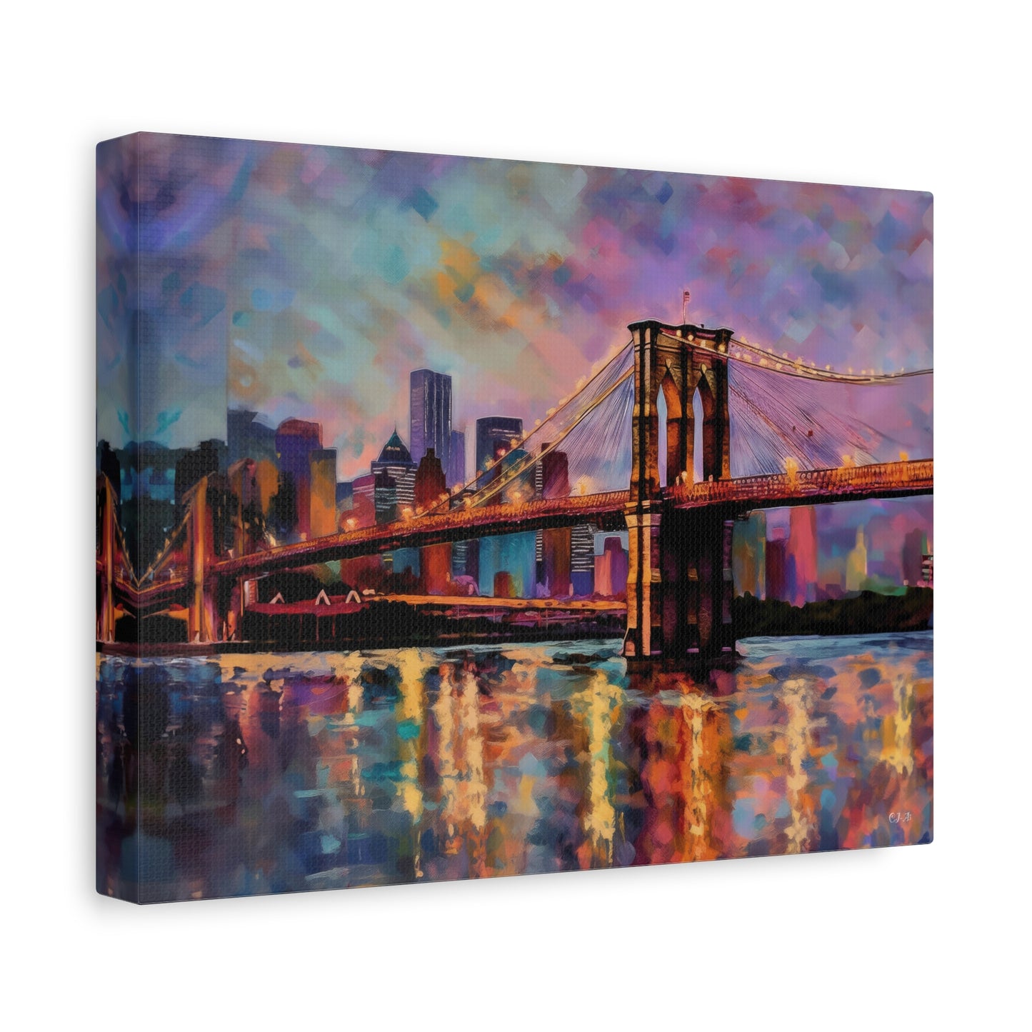 Brooklyn Bridge Water Colors (Landscape, Stretched)