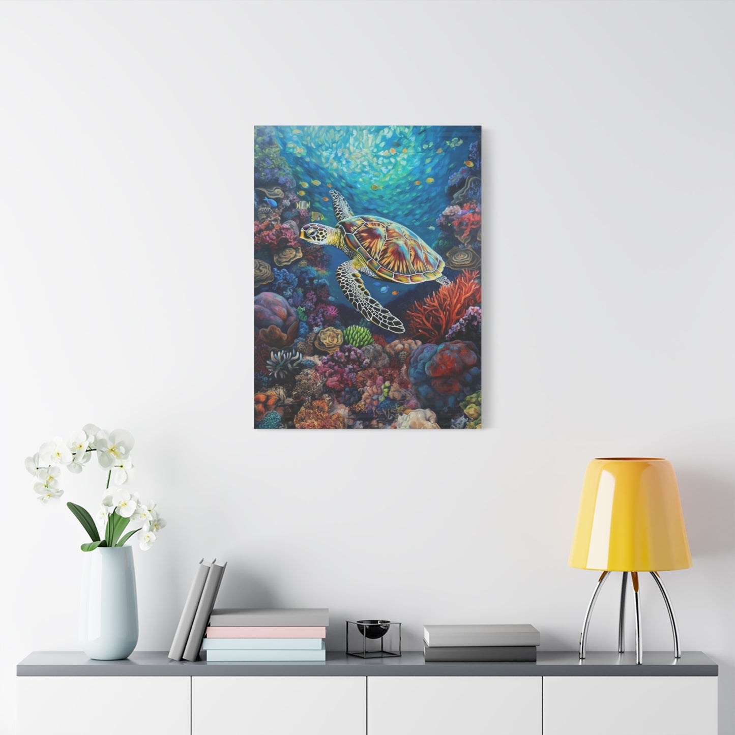 Turtle on Reef (Portrait, Stretched)