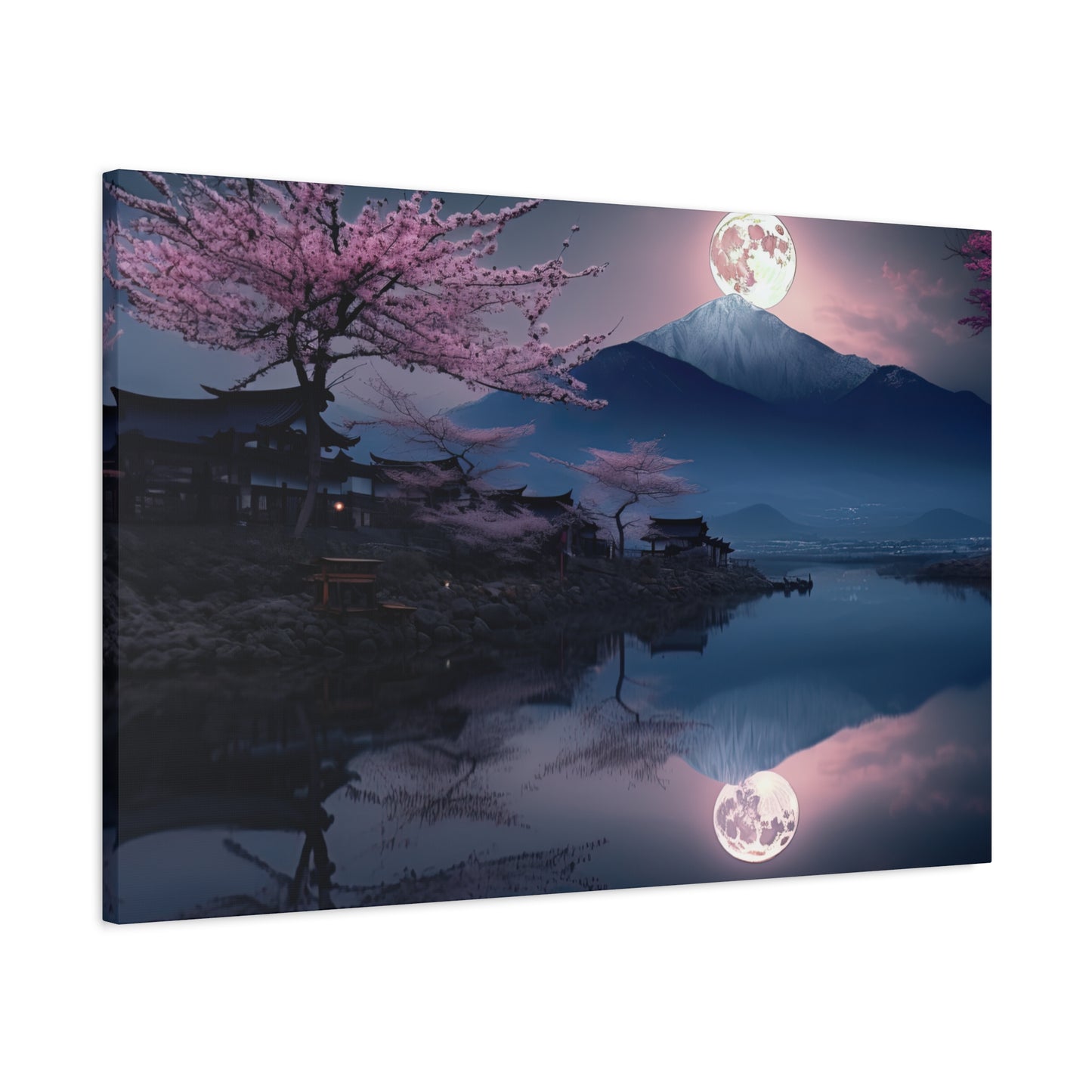 Japanese Full Moon Cherry Blossoms (Landscape, Stretched)