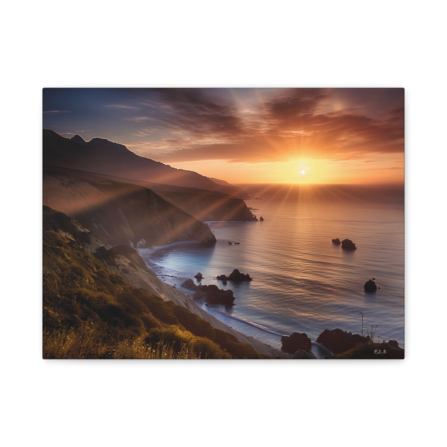 Big Sur California coastline at sunset (Landscape, Stretched, 1.25")