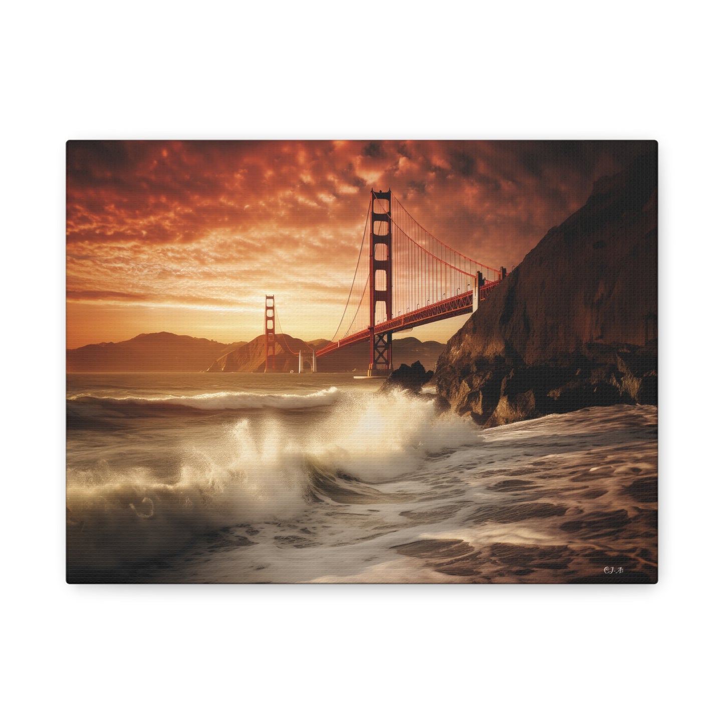 Golden Gate Bridge Twilight Hour (Landscape view 1, Stretched)