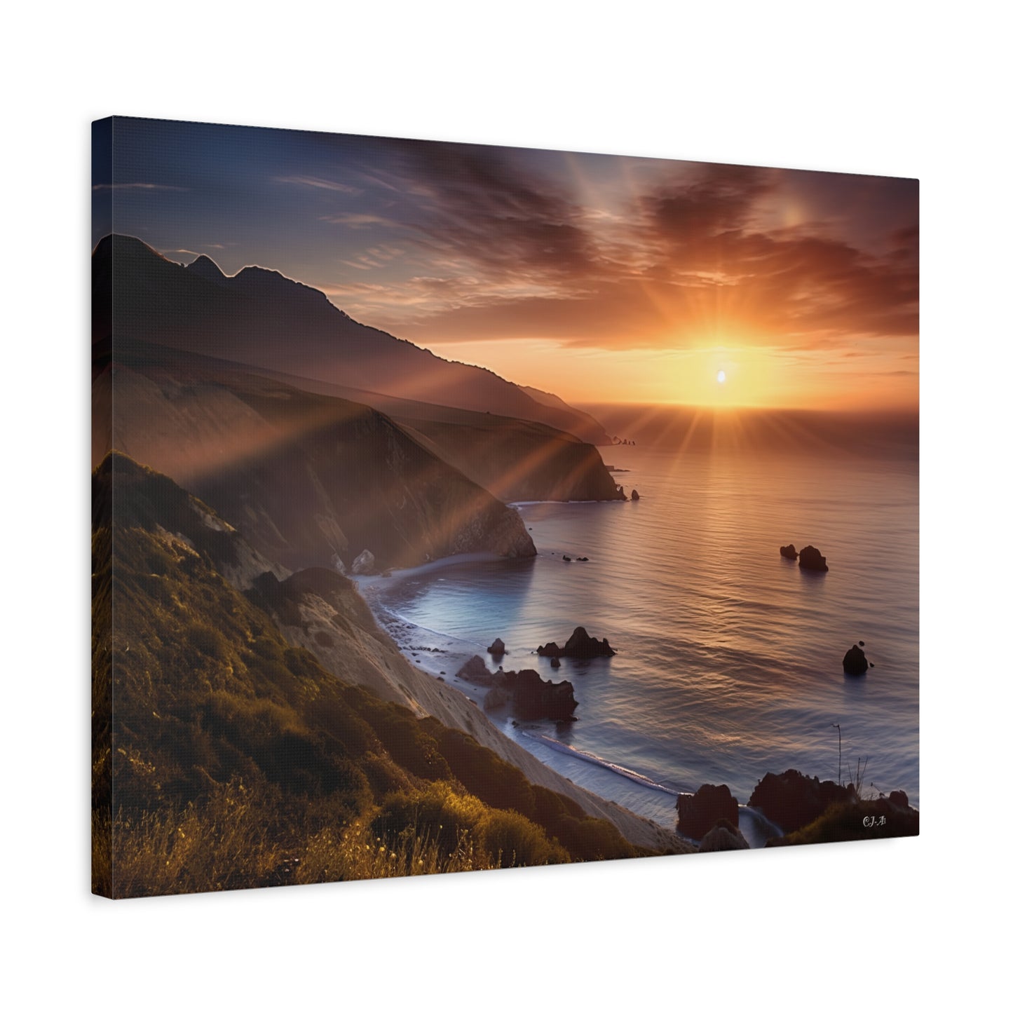 Big Sur California coastline at sunset (Landscape, Stretched, 1.25")