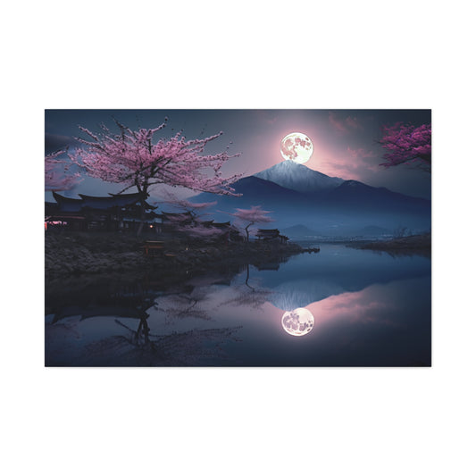 Japanese Full Moon Cherry Blossoms (Landscape, Stretched)