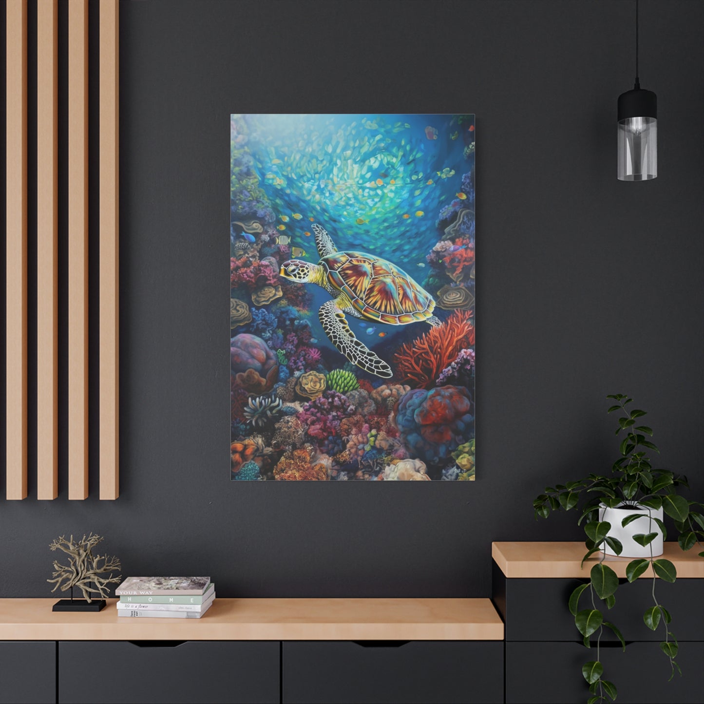 Turtle on Reef (Portrait, Stretched)