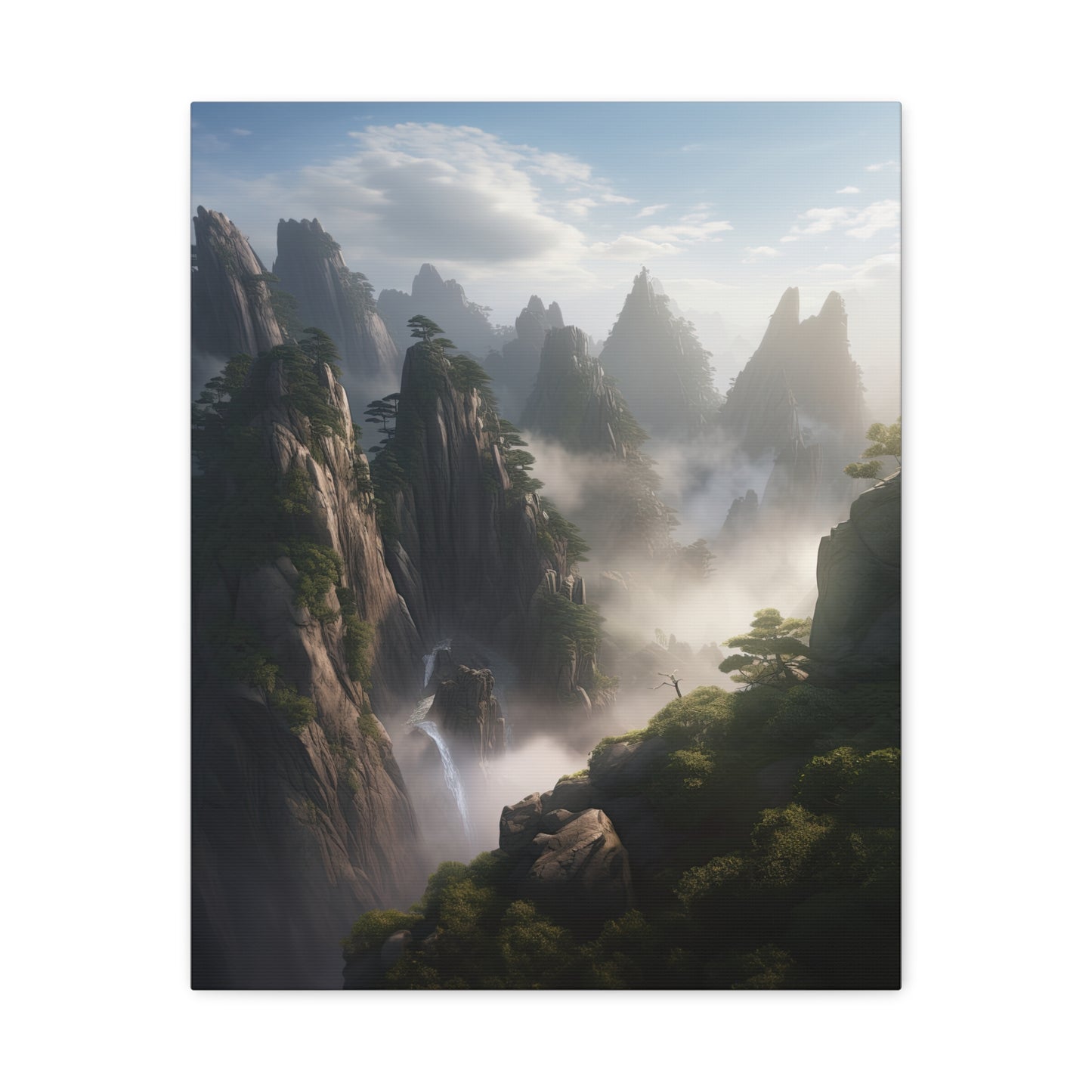 Chinese Huangshan Mountains (Portrait View, Stretched)