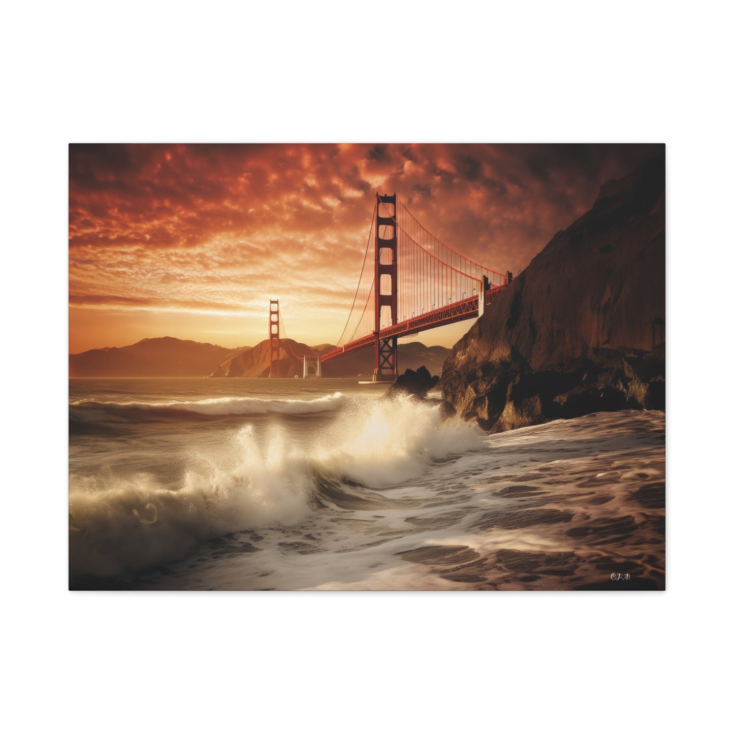 Golden Gate Bridge Twilight Hour (Landscape view 1, Stretched)