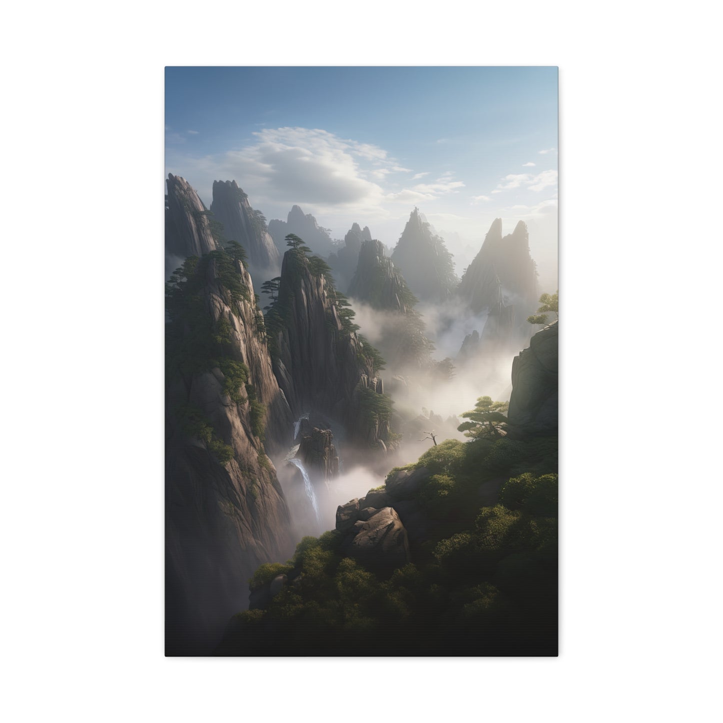 Chinese Huangshan Mountains (Portrait View, Stretched)