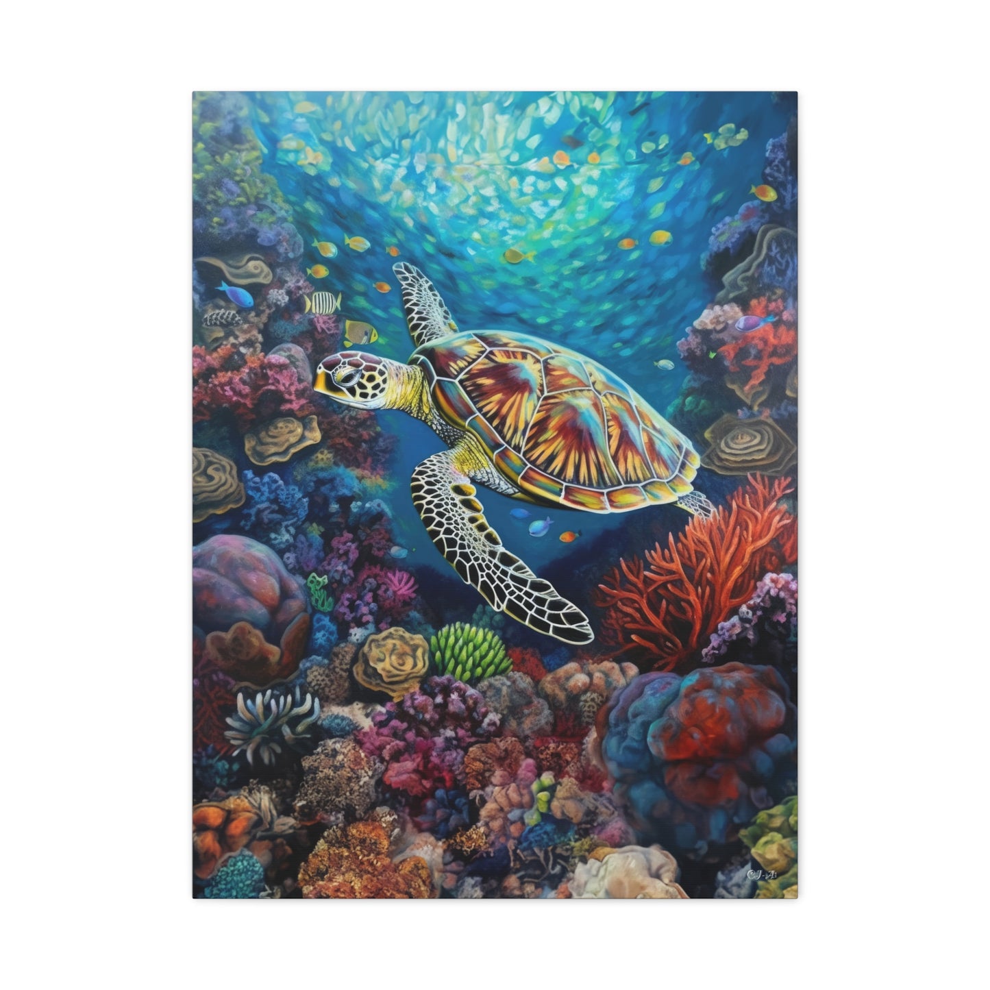 Turtle on Reef (Portrait, Stretched)