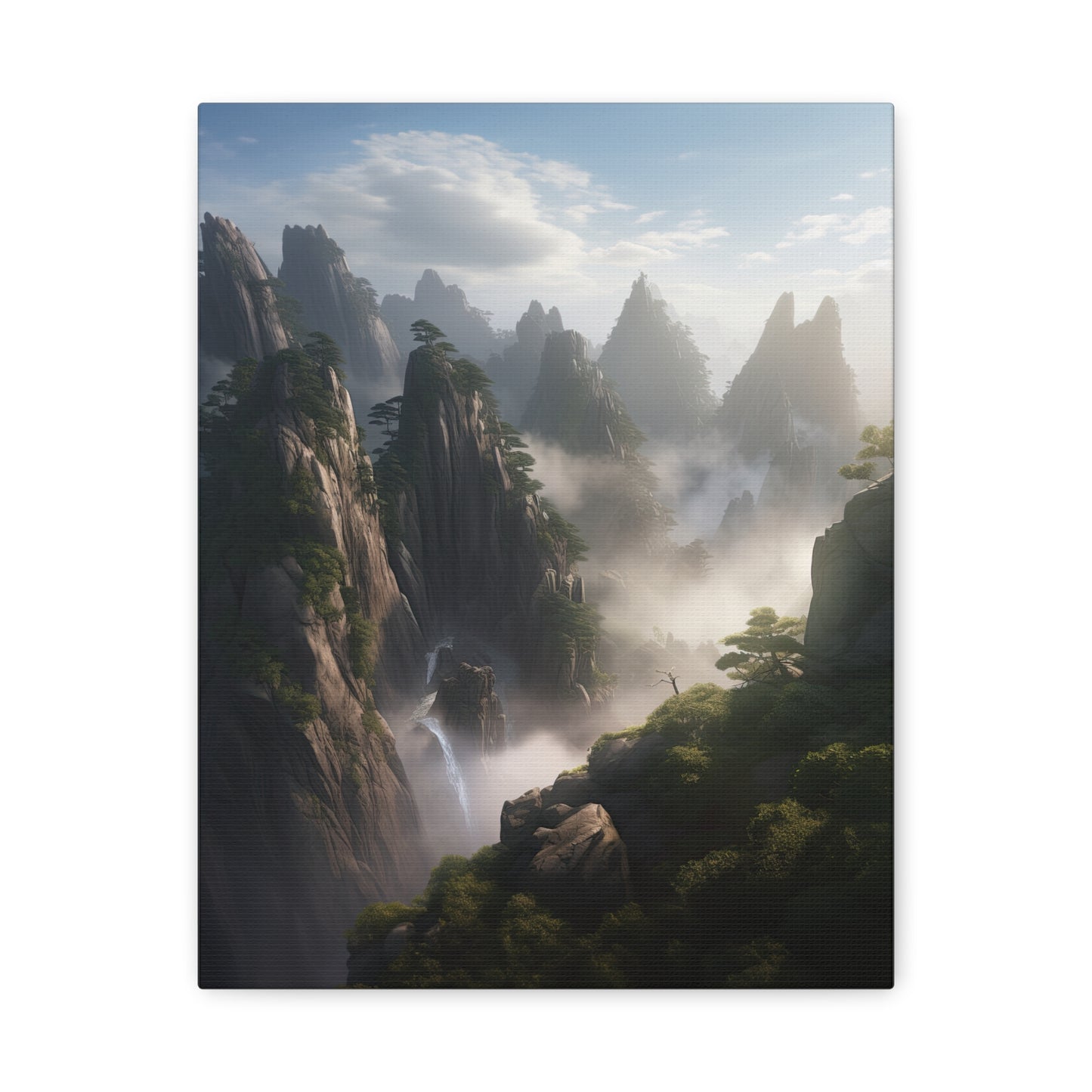 Chinese Huangshan Mountains (Portrait View, Stretched)