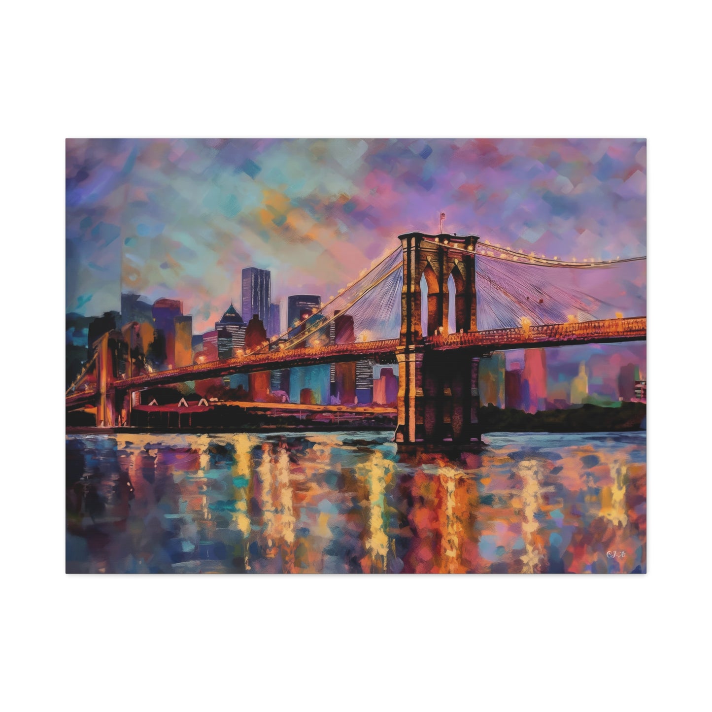 Brooklyn Bridge Water Colors (Landscape, Stretched)