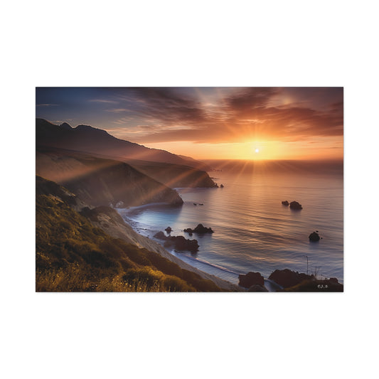 Big Sur California coastline at sunset (Landscape, Stretched, 1.25")