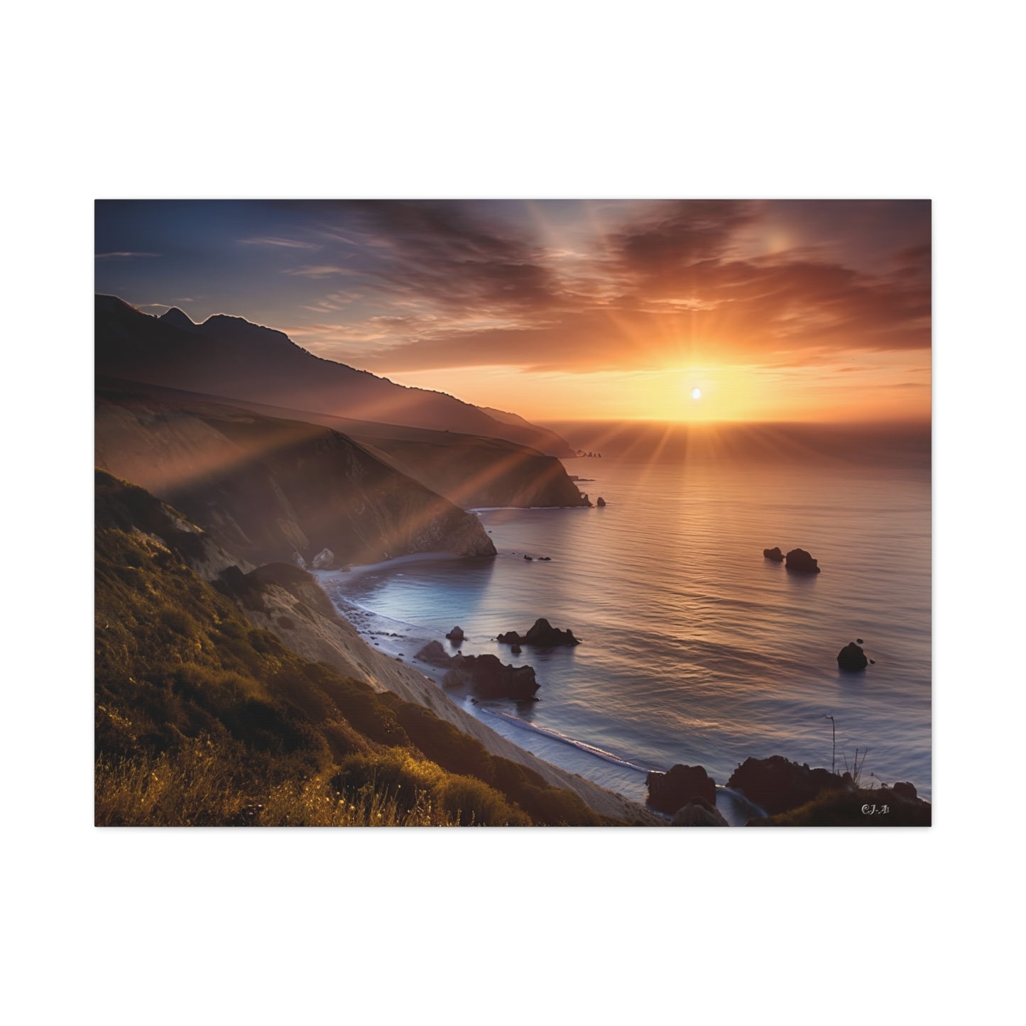 Big Sur California coastline at sunset (Landscape, Stretched, 1.25")