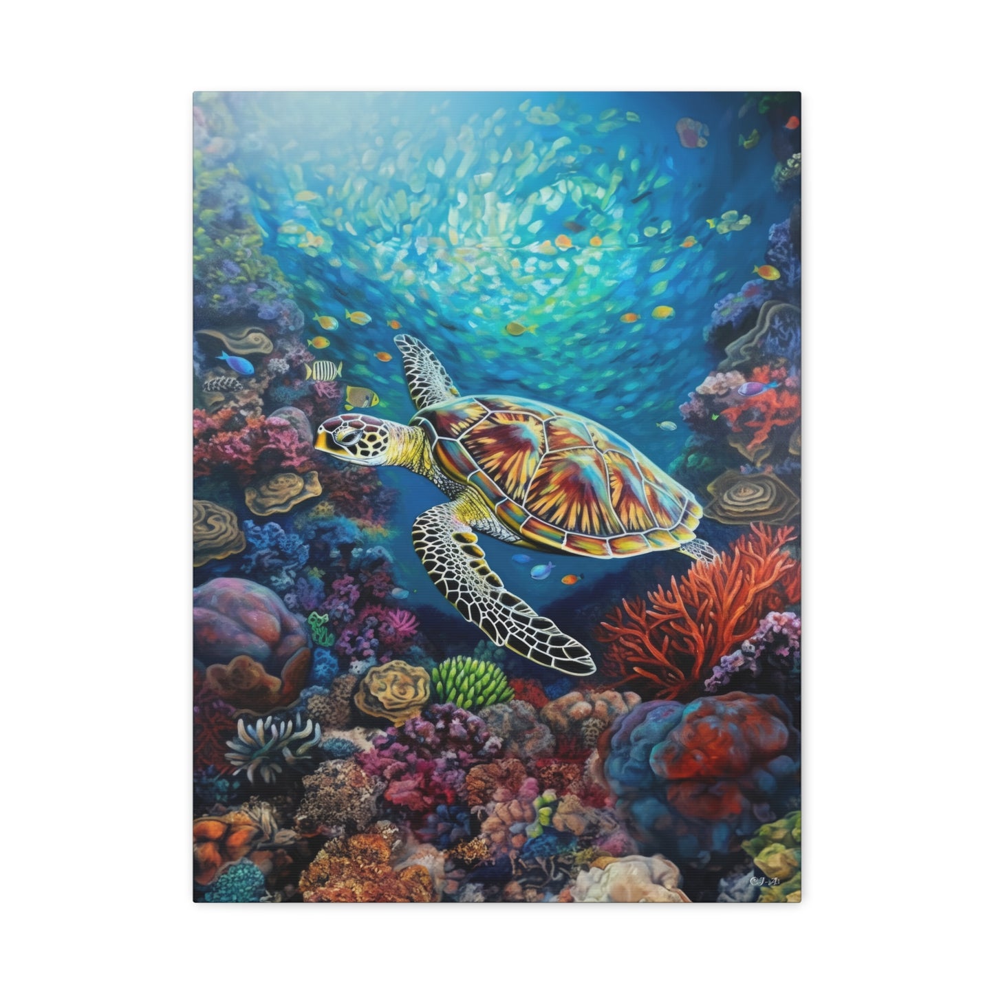 Turtle on Reef (Portrait, Stretched)