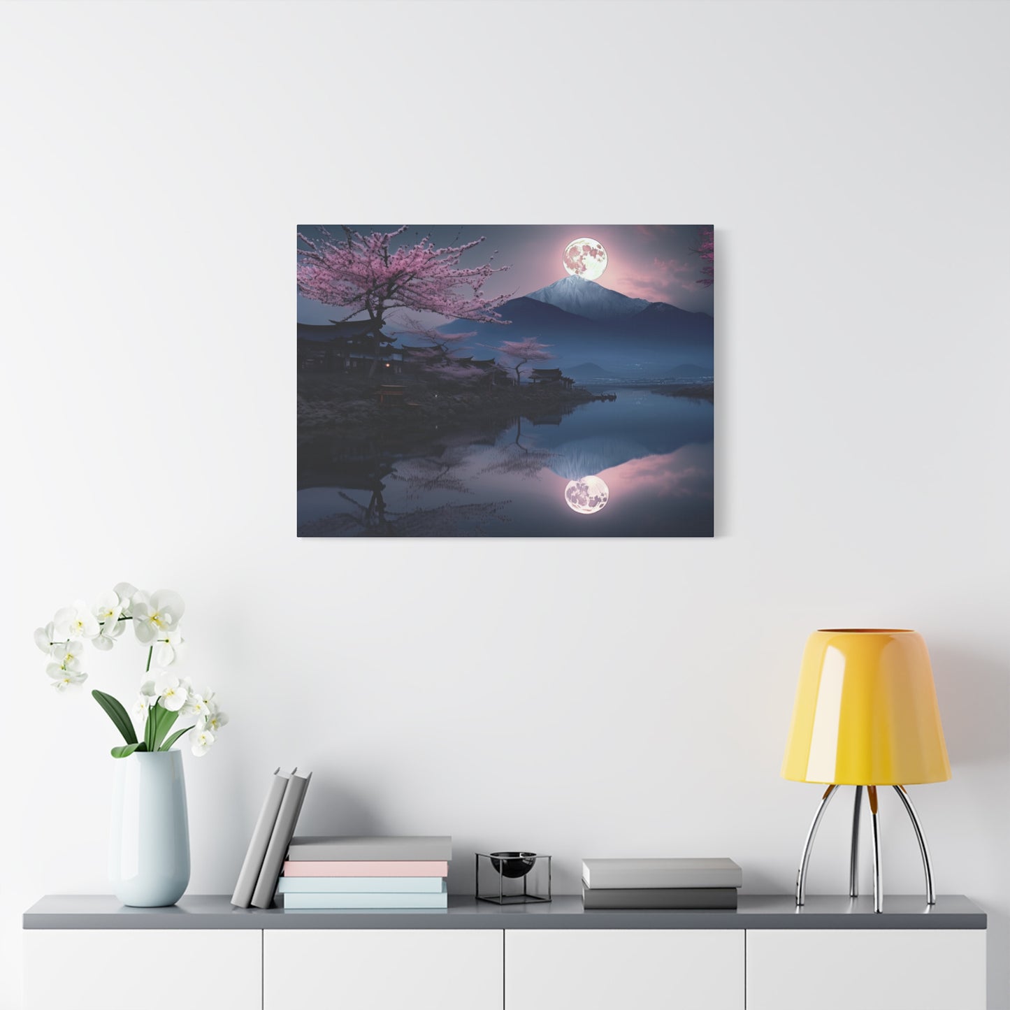 Japanese Full Moon Cherry Blossoms (Landscape, Stretched)