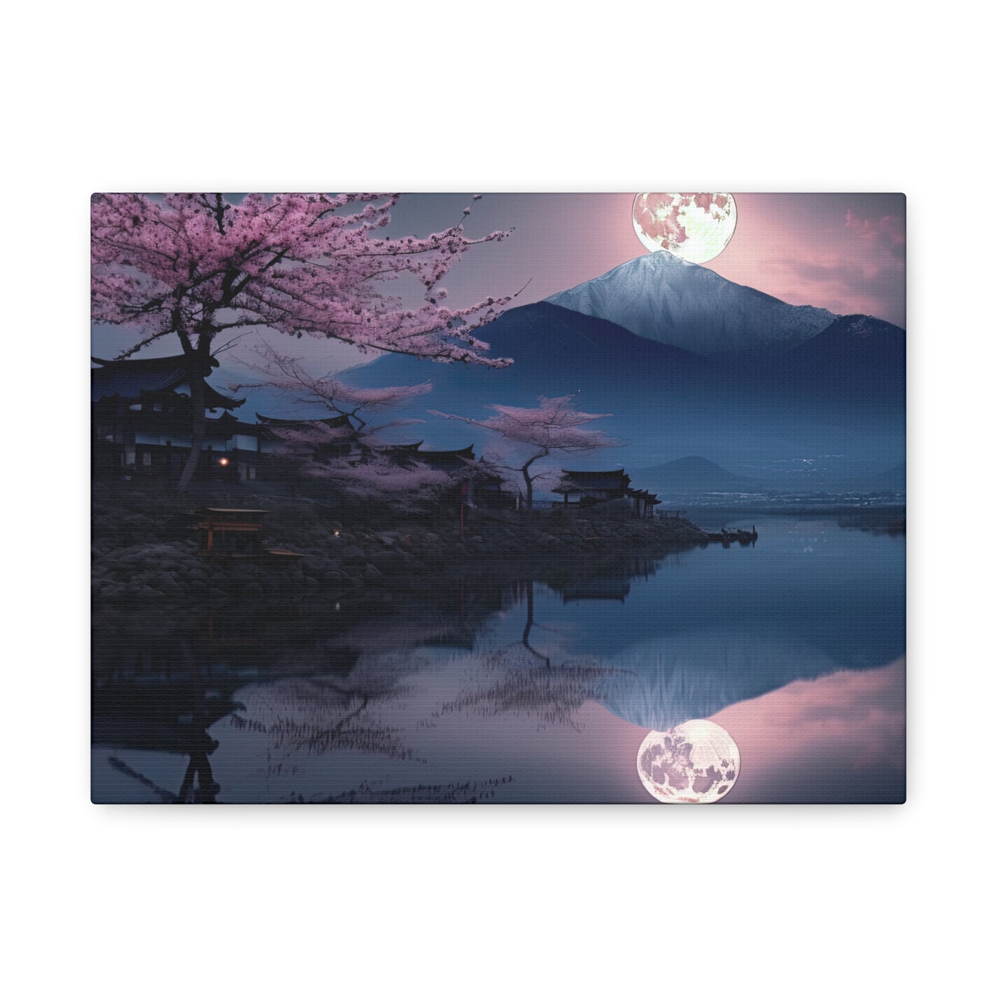 Japanese Full Moon Cherry Blossoms (Landscape, Stretched)