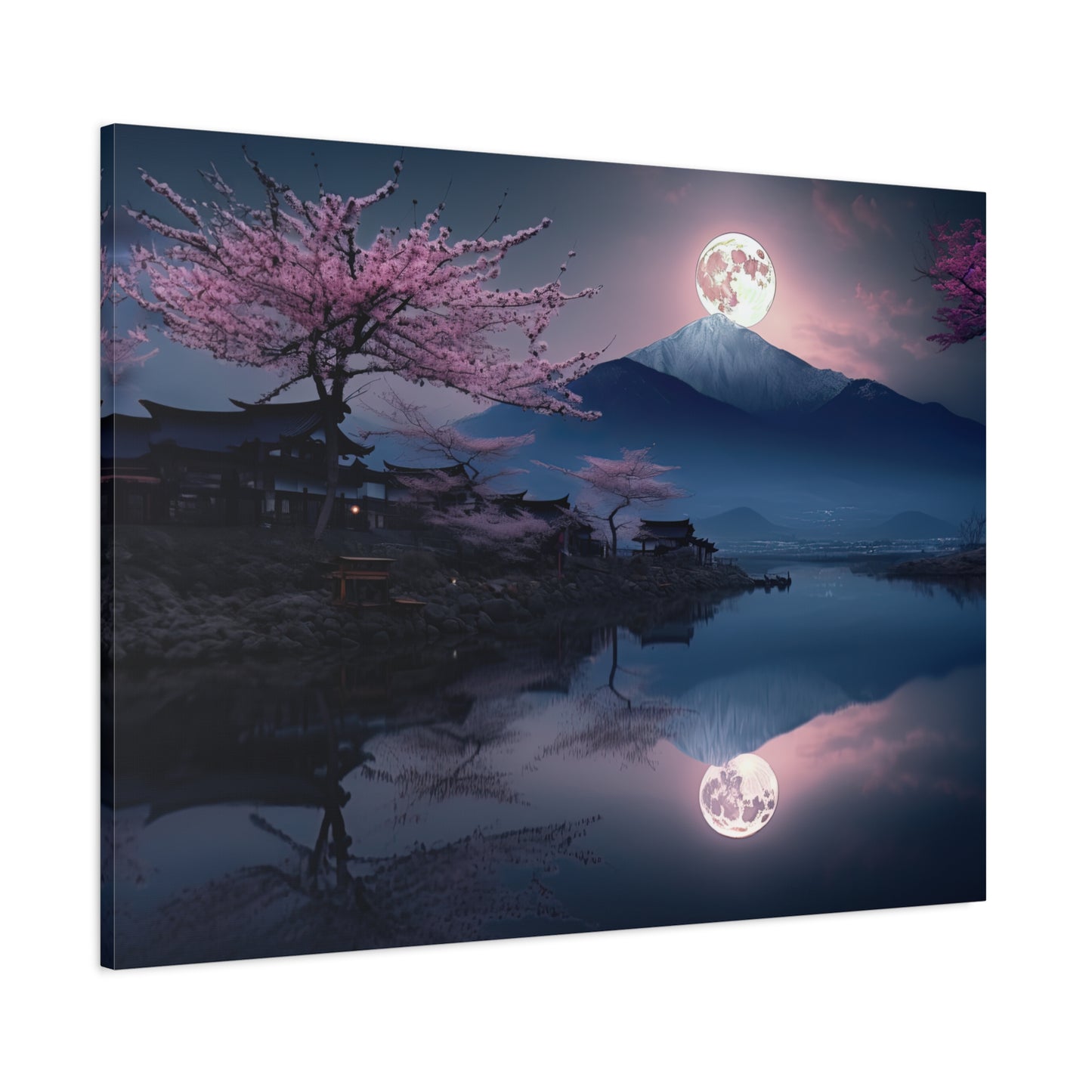 Japanese Full Moon Cherry Blossoms (Landscape, Stretched)