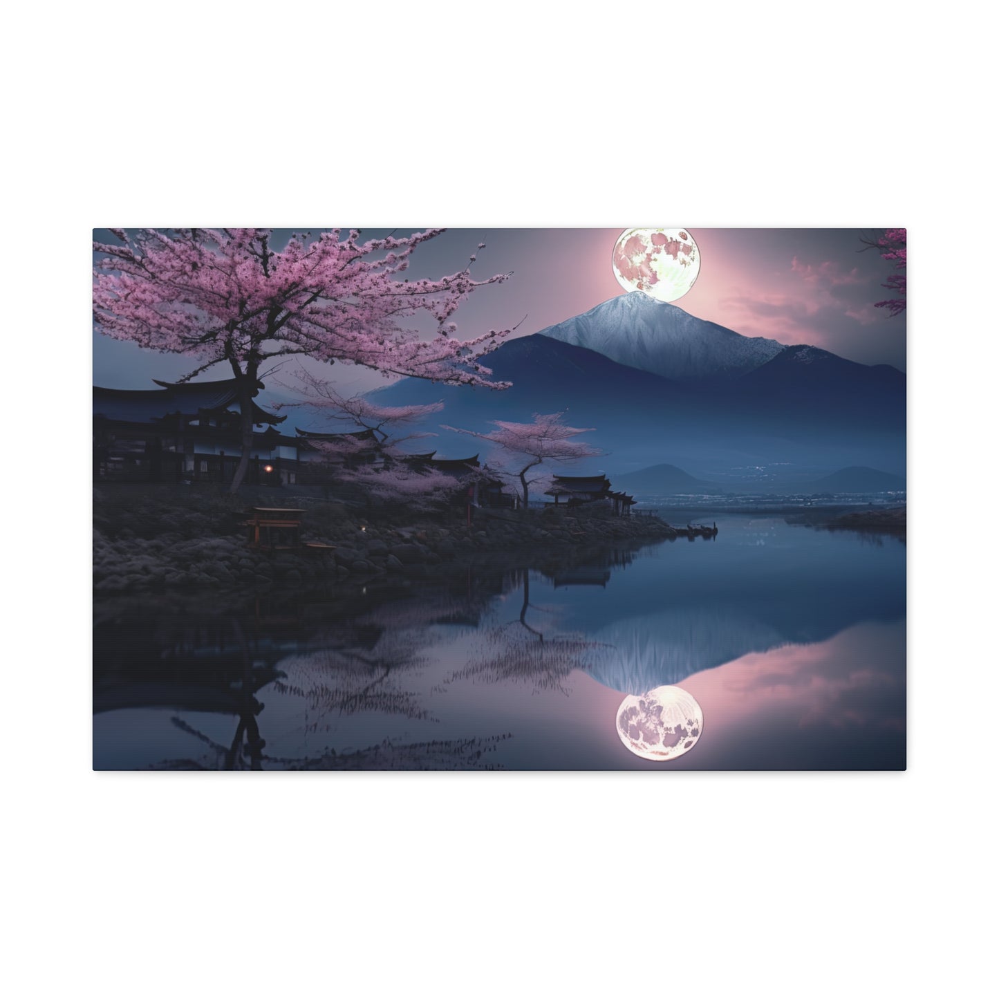 Japanese Full Moon Cherry Blossoms (Landscape, Stretched)