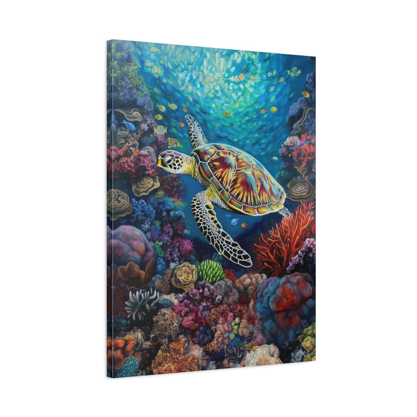 Turtle on Reef (Portrait, Stretched)