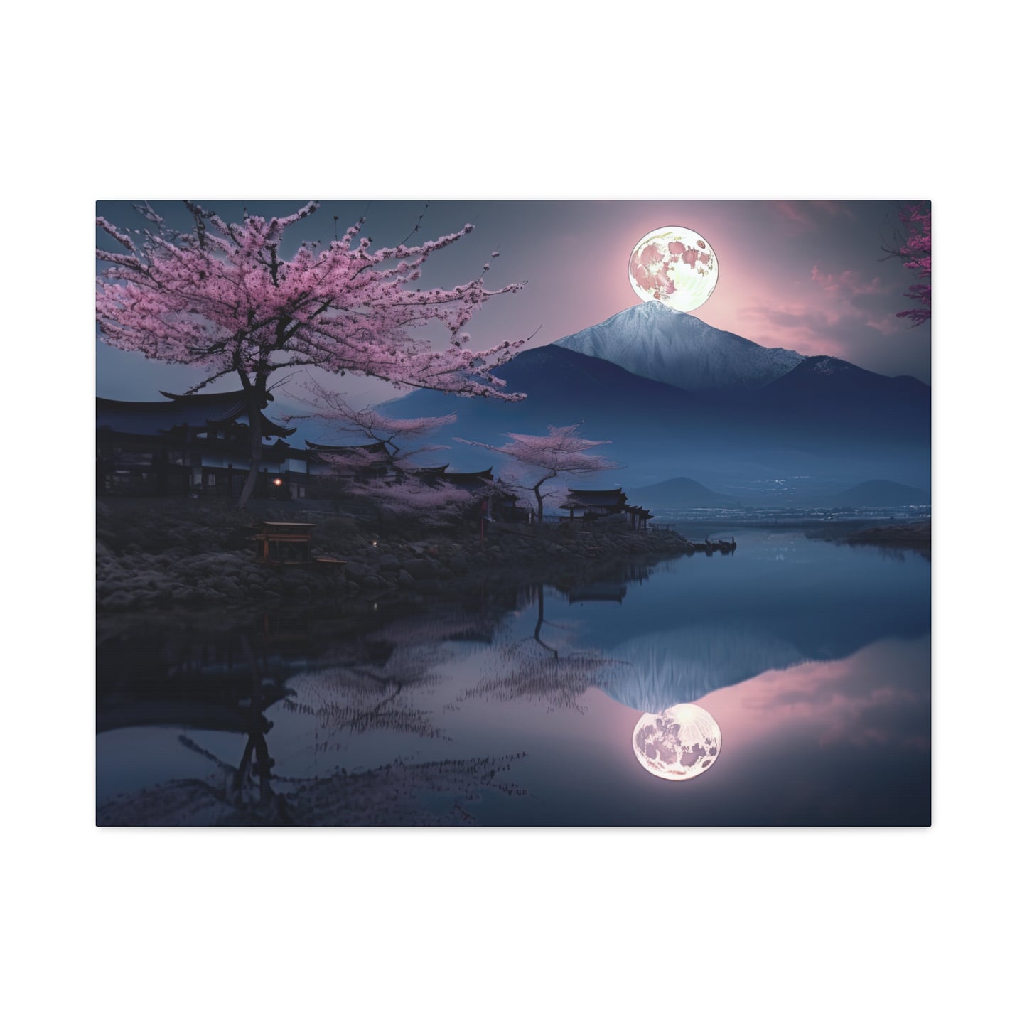 Japanese Full Moon Cherry Blossoms (Landscape, Stretched)