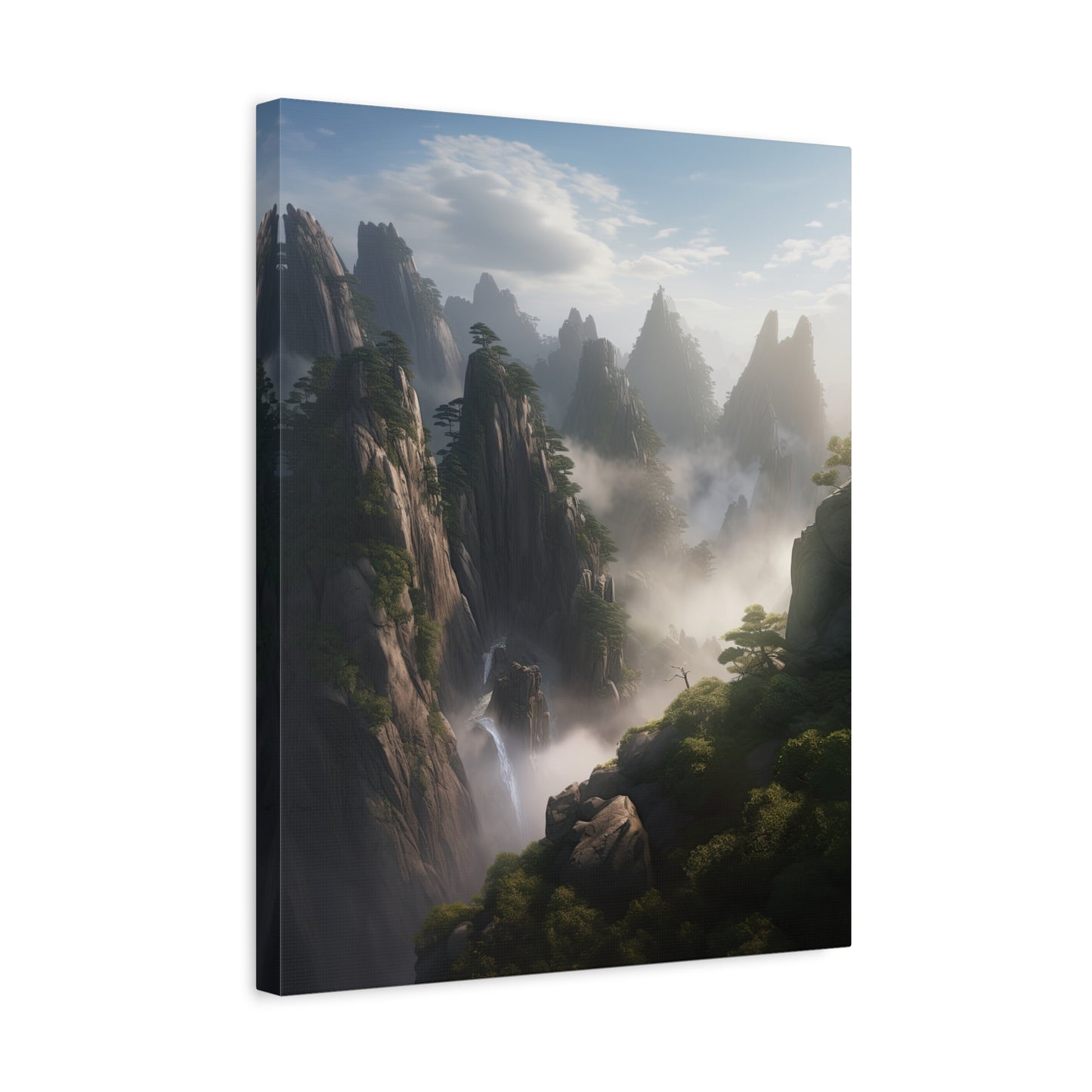 Chinese Huangshan Mountains (Portrait View, Stretched)