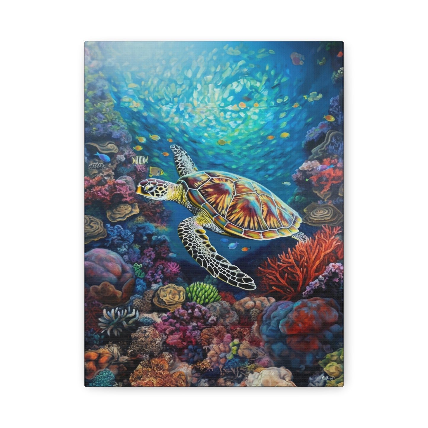 Turtle on Reef (Portrait, Stretched)