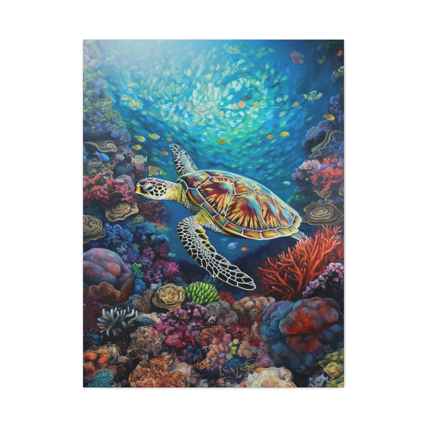 Turtle on Reef (Portrait, Stretched)