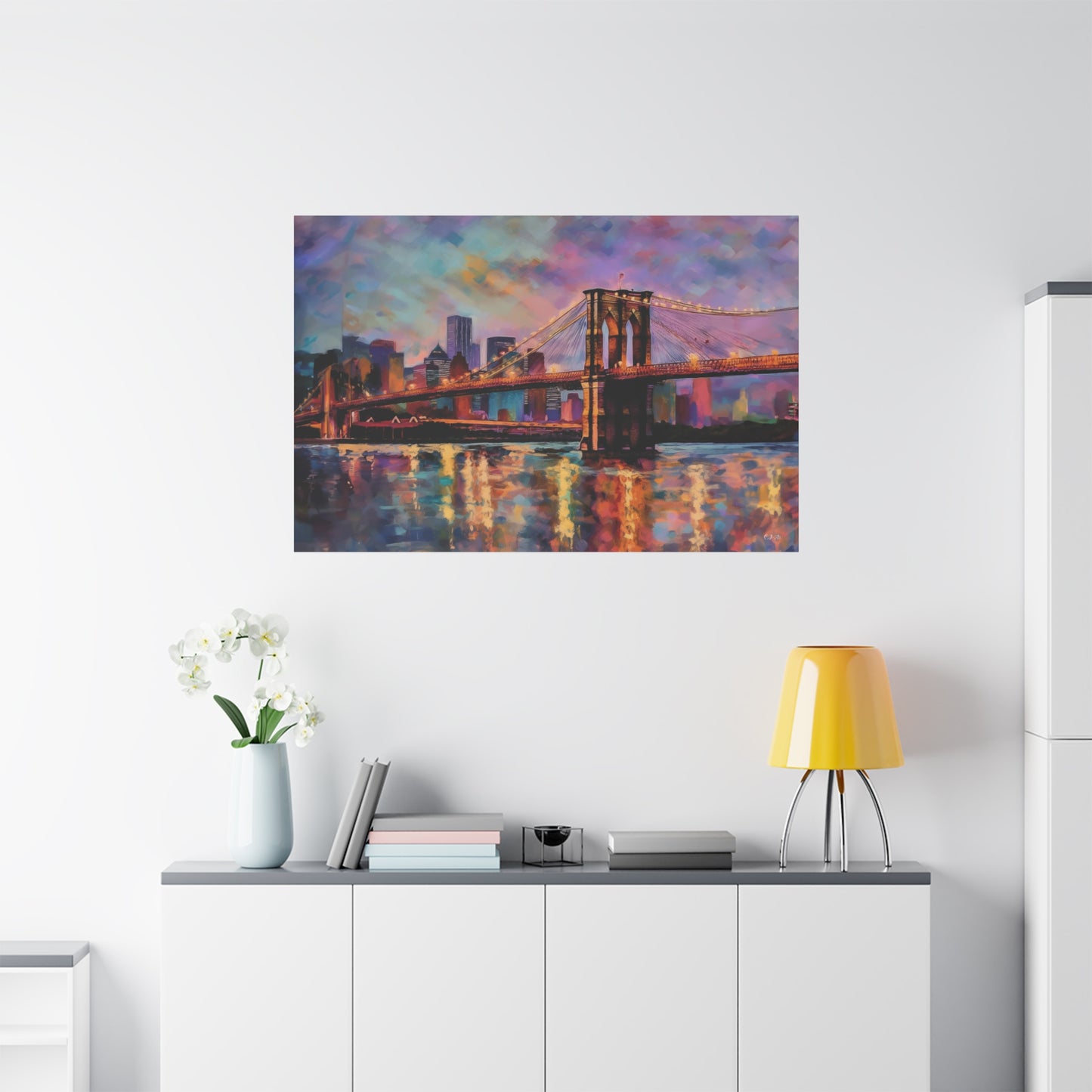 Brooklyn Bridge Water Colors (Landscape, Stretched)