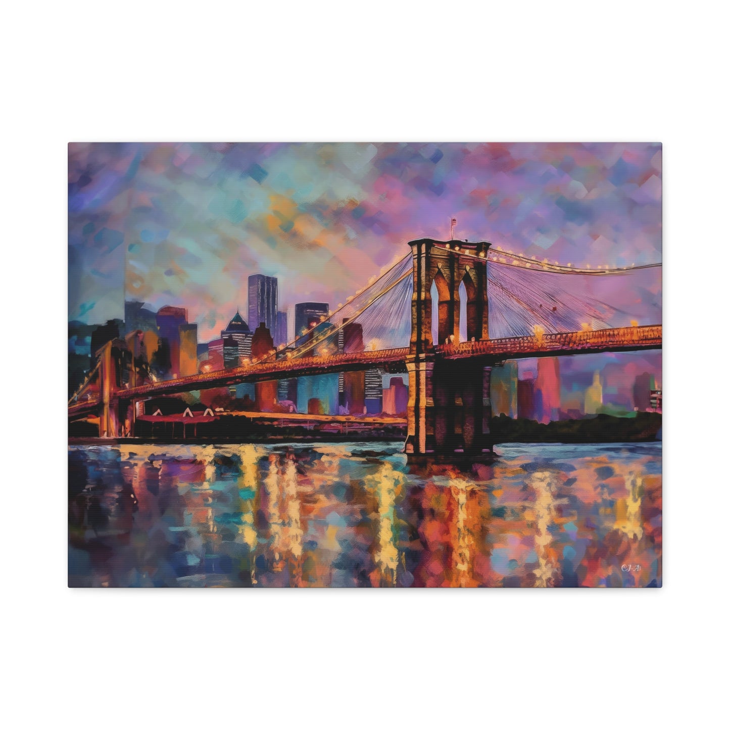 Brooklyn Bridge Water Colors (Landscape, Stretched)