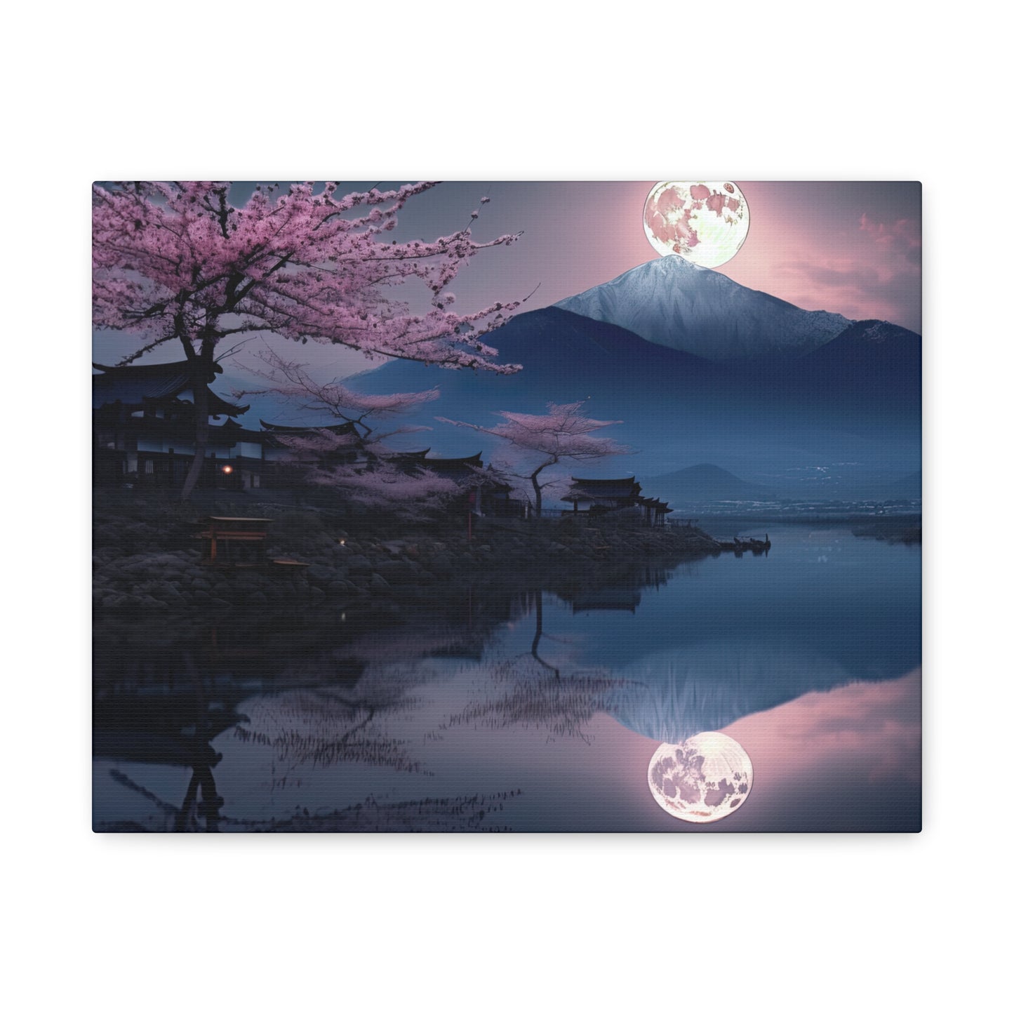 Japanese Full Moon Cherry Blossoms (Landscape, Stretched)