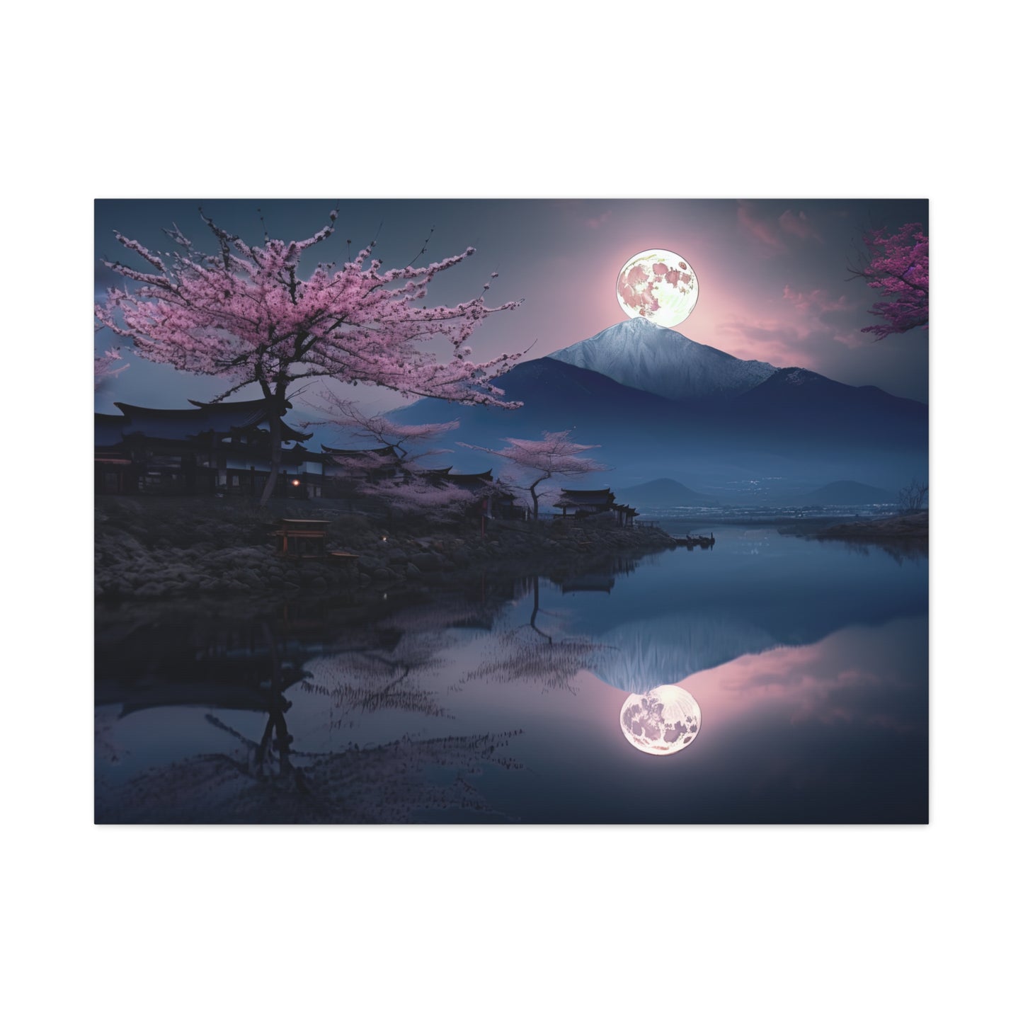 Japanese Full Moon Cherry Blossoms (Landscape, Stretched)