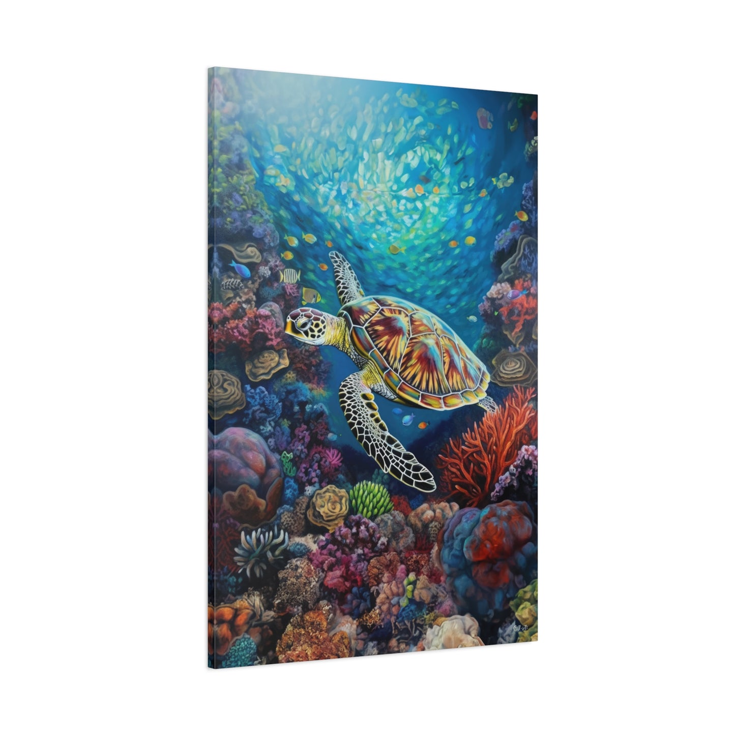 Turtle on Reef (Portrait, Stretched)