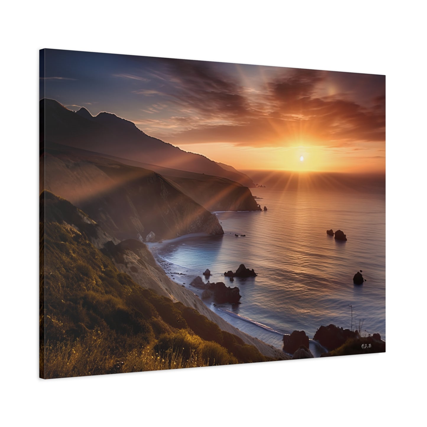 Big Sur California coastline at sunset (Landscape, Stretched, 1.25")