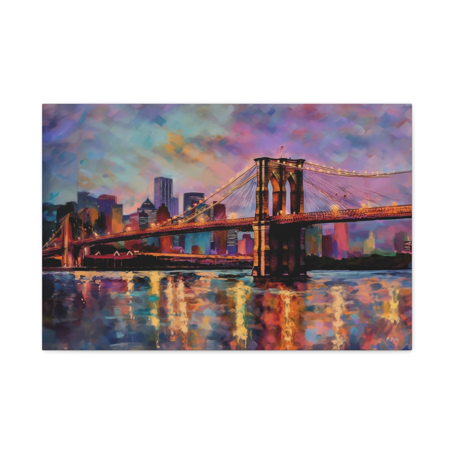 Brooklyn Bridge Water Colors (Landscape, Stretched)